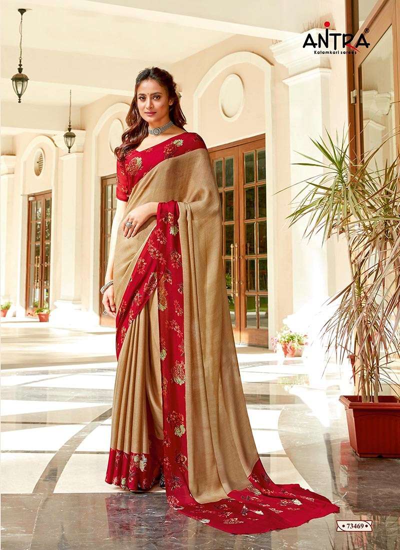 CRAZY GIRL BY ANTRA 73461 TO 73470 SERIES INDIAN TRADITIONAL WEAR COLLECTION BEAUTIFUL STYLISH FANCY COLORFUL PARTY WEAR & OCCASIONAL WEAR MOSS CHIFFON SAREES AT WHOLESALE PRICE