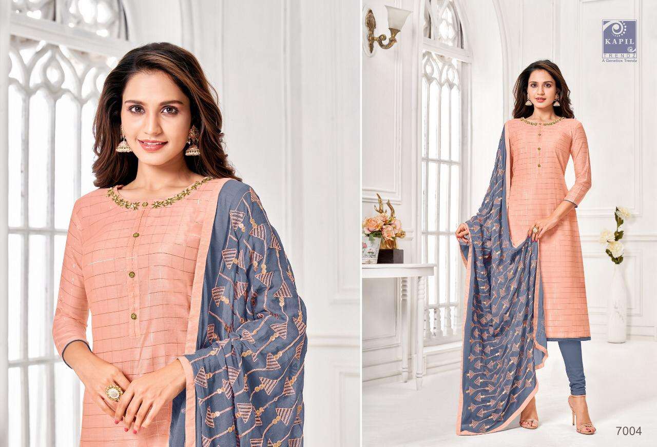 NOORI BY KAPIL TRENDZ 7001 TO 7012 SERIES BEAUTIFUL WINTER COLLECTION SUITS STYLISH FANCY COLORFUL CASUAL WEAR & ETHNIC WEAR CHANDERI/SATIN/SILK DRESSES AT WHOLESALE PRICE