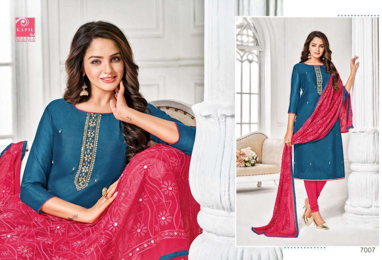 NOORI BY KAPIL TRENDZ 7001 TO 7012 SERIES BEAUTIFUL WINTER COLLECTION SUITS STYLISH FANCY COLORFUL CASUAL WEAR & ETHNIC WEAR CHANDERI/SATIN/SILK DRESSES AT WHOLESALE PRICE