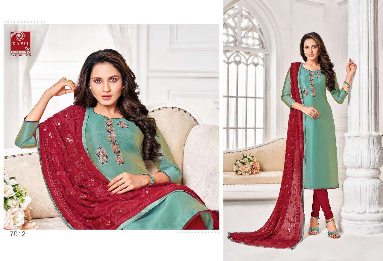 NOORI BY KAPIL TRENDZ 7001 TO 7012 SERIES BEAUTIFUL WINTER COLLECTION SUITS STYLISH FANCY COLORFUL CASUAL WEAR & ETHNIC WEAR CHANDERI/SATIN/SILK DRESSES AT WHOLESALE PRICE