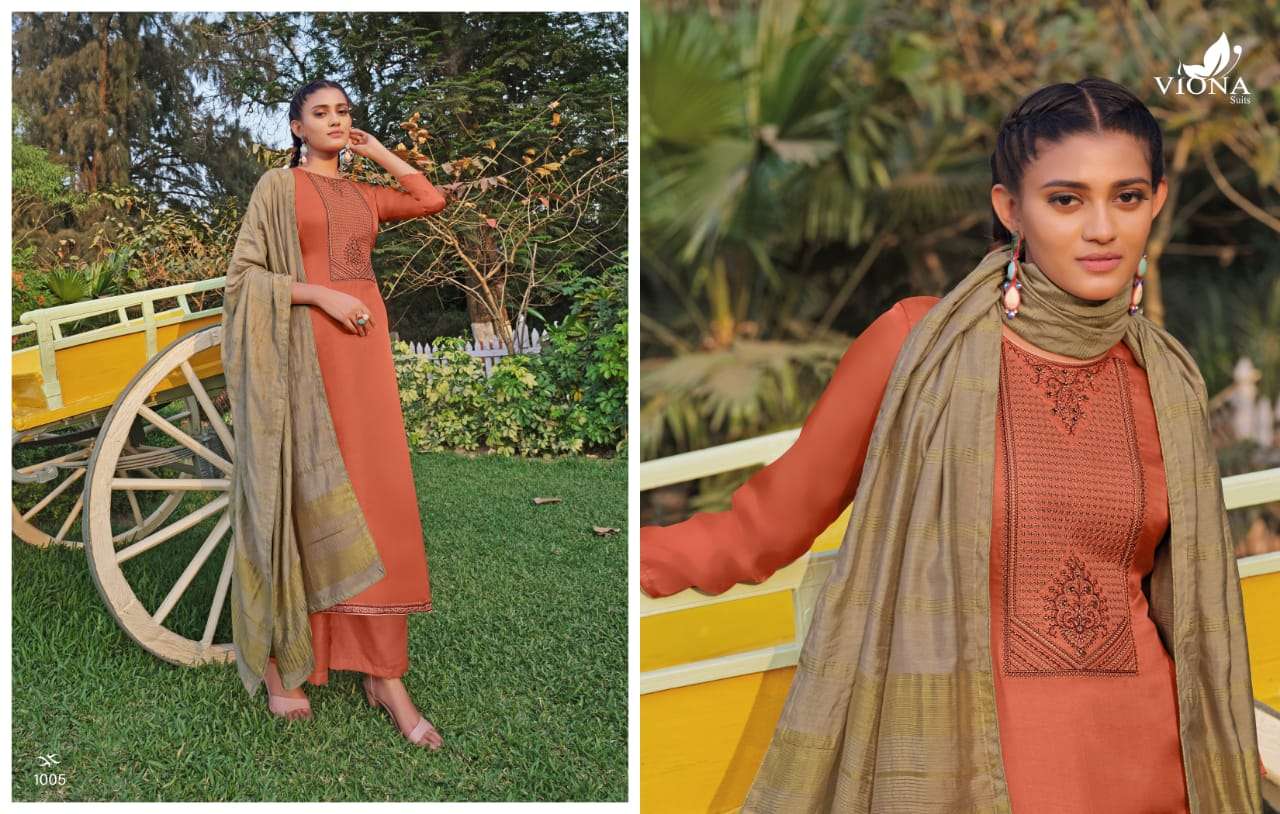 ASMEE BY VIONA SUITS 1001 TO 1007 SERIES BEAUTIFUL SUITS COLORFUL STYLISH FANCY CASUAL WEAR & ETHNIC WEAR PURE ANAYA SILK EMBROIDERED DRESSES AT WHOLESALE PRICE