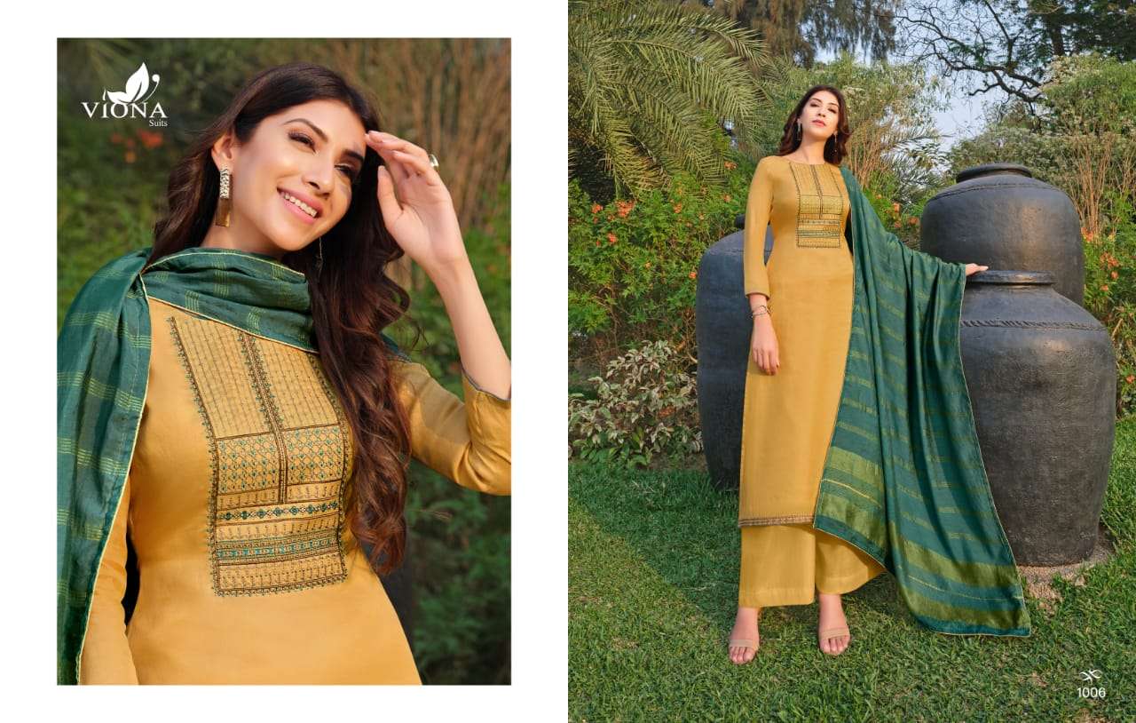 ASMEE BY VIONA SUITS 1001 TO 1007 SERIES BEAUTIFUL SUITS COLORFUL STYLISH FANCY CASUAL WEAR & ETHNIC WEAR PURE ANAYA SILK EMBROIDERED DRESSES AT WHOLESALE PRICE