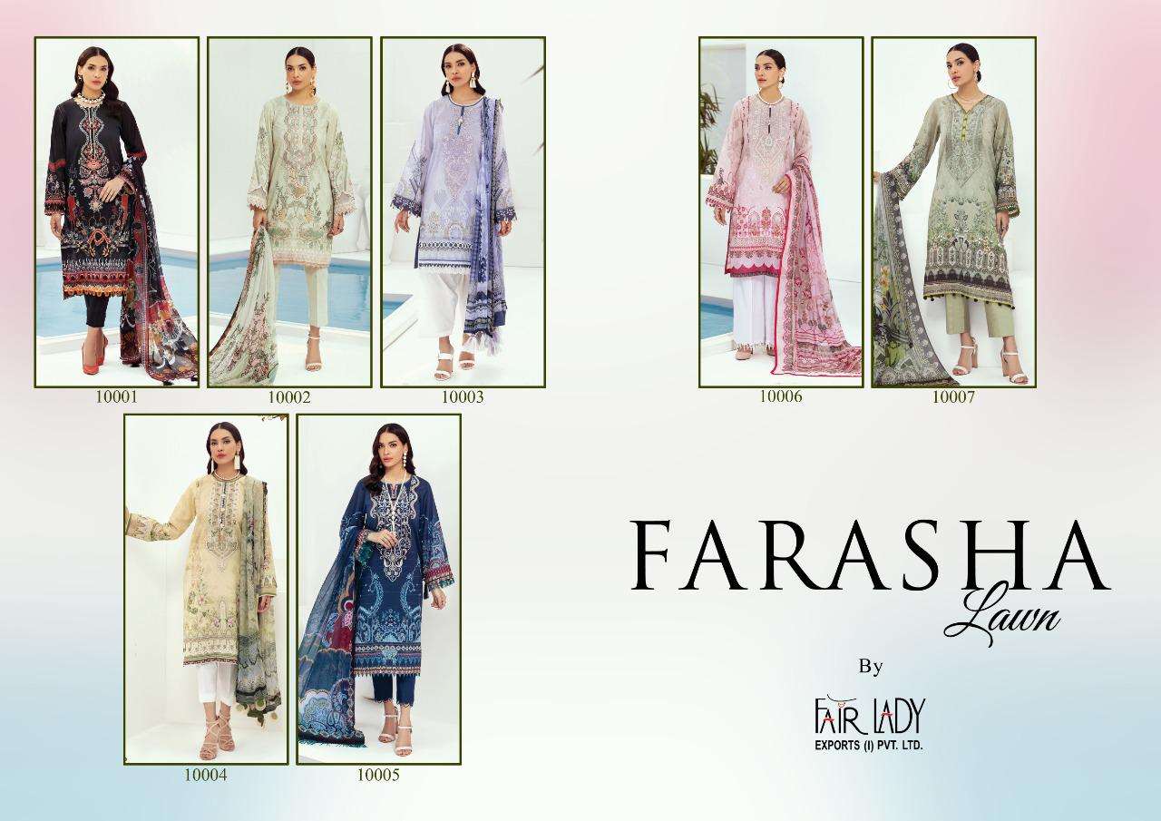 FARASHA BY FAIR LADY 10001 TO 10007 SERIES DESIGNER PAKISTANI SUITS COLLECTION BEAUTIFUL STYLISH COLORFUL FANCY PARTY WEAR & OCCASIONAL WEAR PURE JAM SATIN DIGITAL PRINT WITH EMBROIDERY DRESSES AT WHOLESALE PRICE