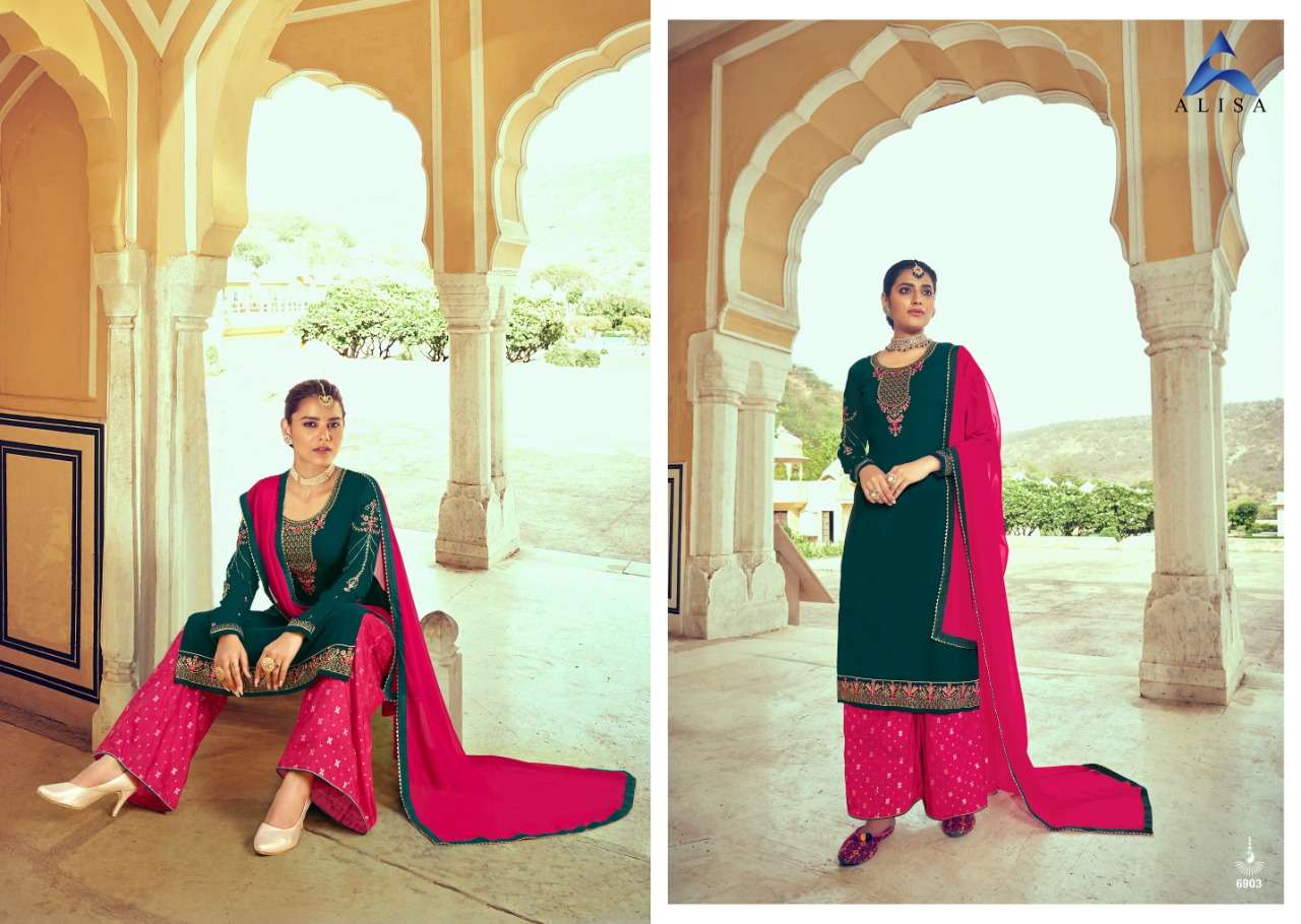 KASHI BY ALISA 6901 TO 6904 SERIES BEAUTIFUL SUITS COLORFUL STYLISH FANCY CASUAL WEAR & ETHNIC WEAR FAUX GEORGETTE DRESSES AT WHOLESALE PRICE