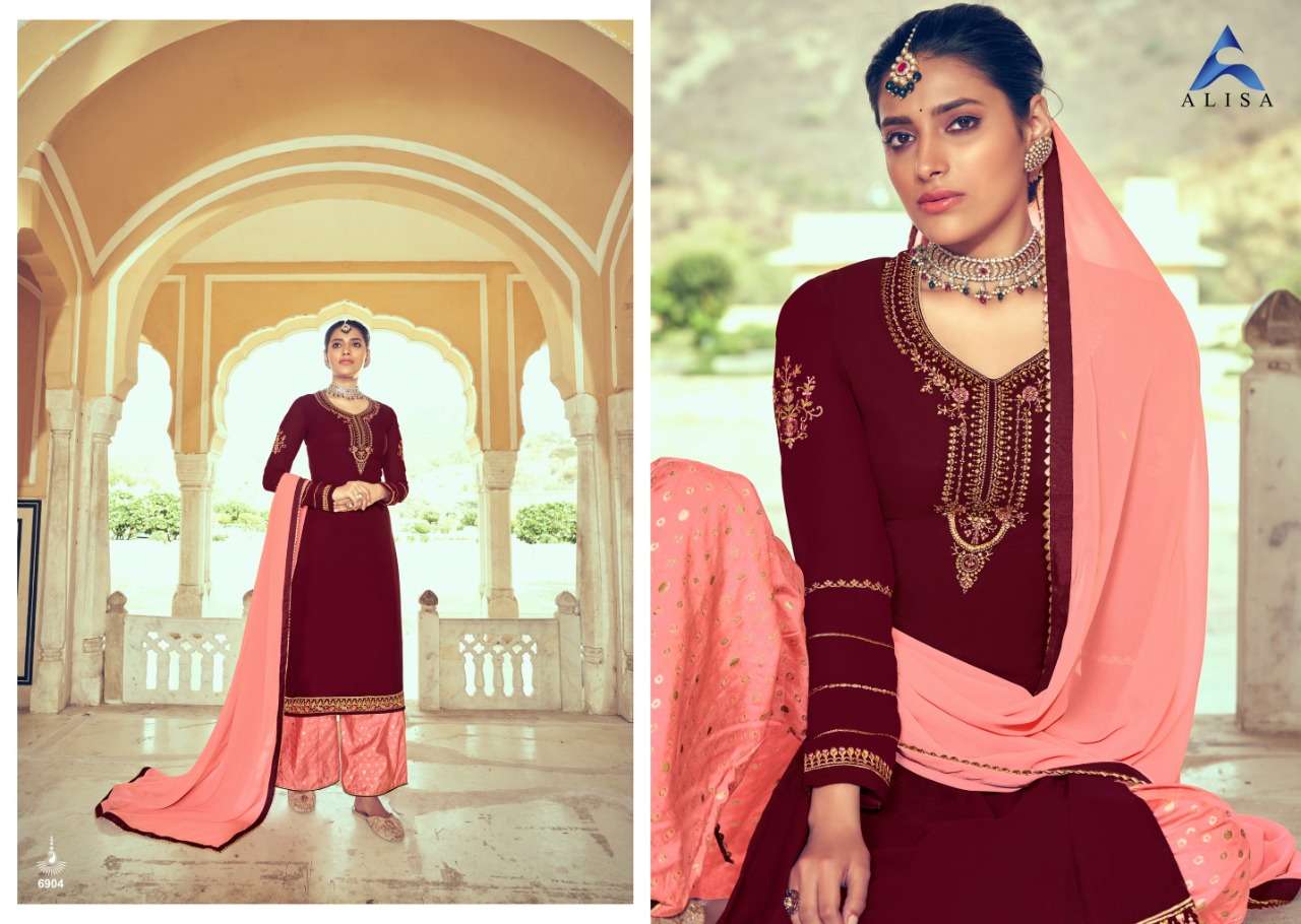KASHI BY ALISA 6901 TO 6904 SERIES BEAUTIFUL SUITS COLORFUL STYLISH FANCY CASUAL WEAR & ETHNIC WEAR FAUX GEORGETTE DRESSES AT WHOLESALE PRICE
