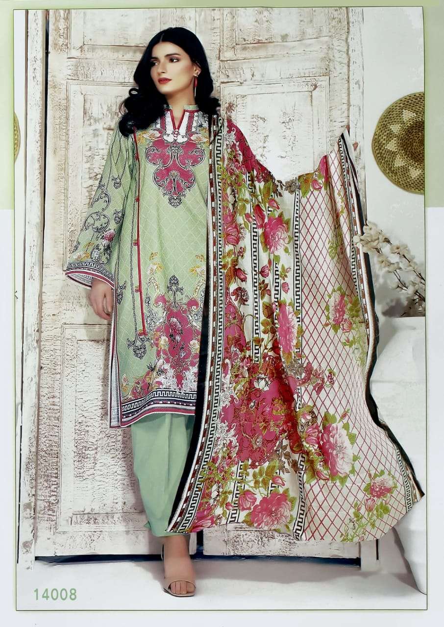 AALIYA VOL-14 BY APANA COTTON 14001 TO 14008 SERIES BEAUTIFUL COLORFUL STYLISH PRETTY PARTY WEAR CASUAL WEAR OCCASIONAL WEAR PURE COTTON DRESSES AT WHOLESALE PRICE