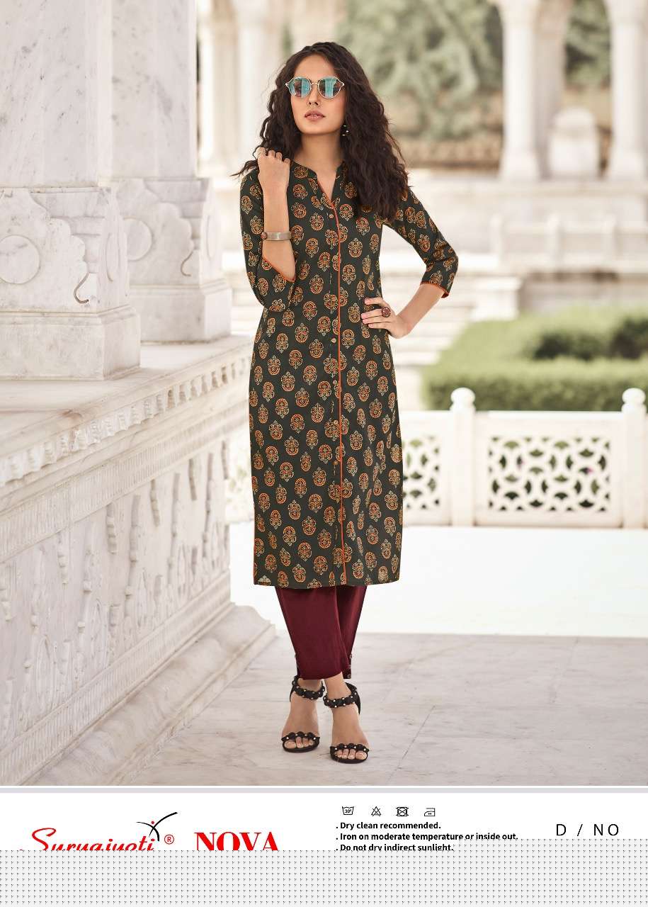 NOVA VOL-1 BY SURYAJYOTI 1001 TO 1010 SERIES DESIGNER STYLISH FANCY COLORFUL BEAUTIFUL PARTY WEAR & ETHNIC WEAR COLLECTION LAWN COTTON KURTIS AT WHOLESALE PRICE
