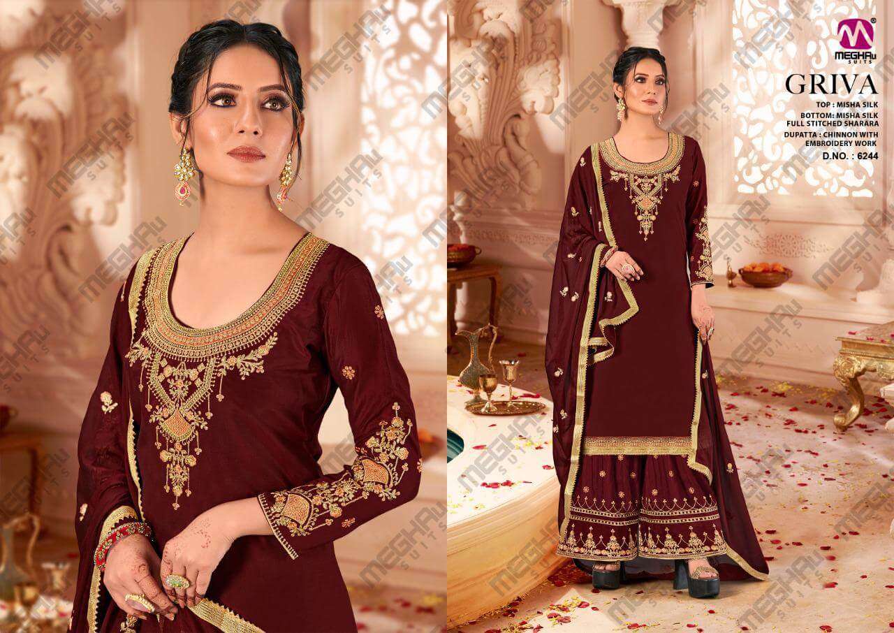 GRIVA BY MEGHALI 6243 TO 6246 SERIES DESIGNER WEDDING COLLECTION BEAUTIFUL STYLISH FANCY COLORFUL PARTY WEAR & OCCASIONAL WEAR HEAVY MISHA SILK AT WHOLESALE PRICE