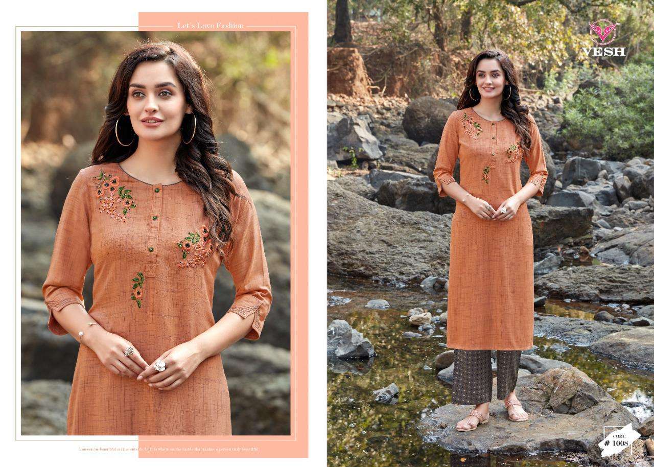 SAHELI BY VESH 1001 TO 1008 SERIES BEAUTIFUL COLORFUL STYLISH FANCY CASUAL WEAR & ETHNIC WEAR & READY TO WEAR RAYON WITH FANCY WORK KURTIS AT WHOLESALE PRICE
