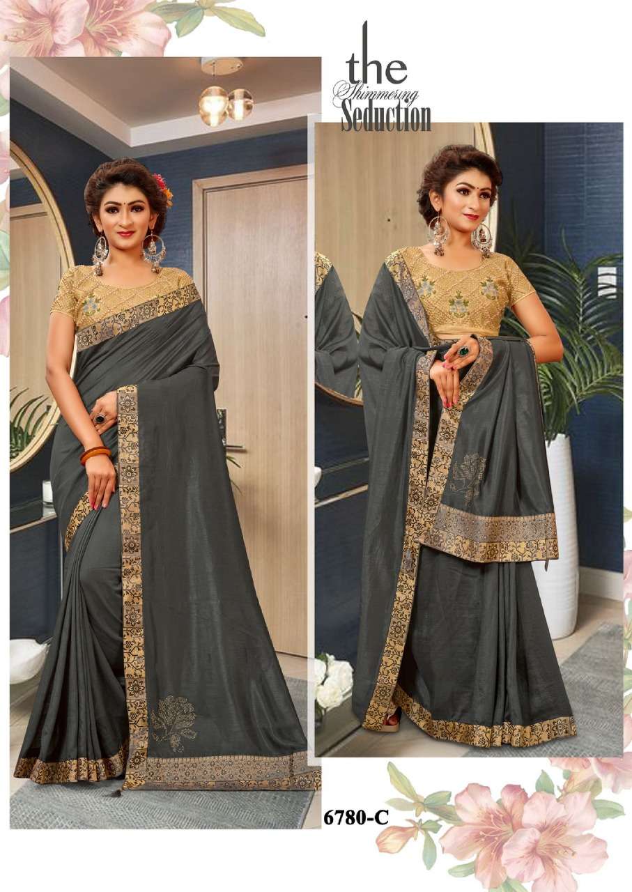 VANYA BY SITKA 6780-A TO 6780-G SERIES INDIAN TRADITIONAL WEAR COLLECTION BEAUTIFUL STYLISH FANCY COLORFUL PARTY WEAR & OCCASIONAL VICHITRA SILK SAREE WITH HEAVY BORDER & WORK BLOUSE AT WHOLESALE PRICE