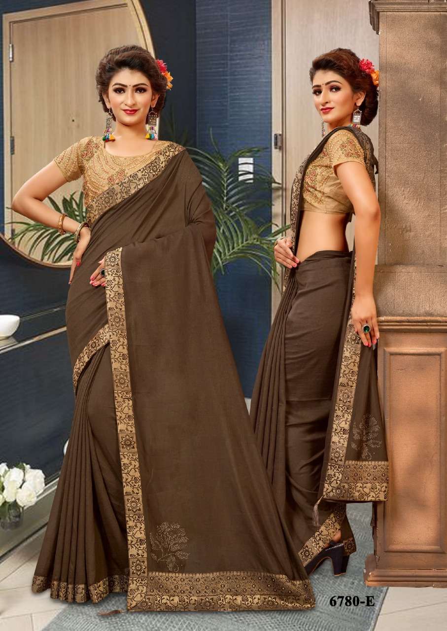 VANYA BY SITKA 6780-A TO 6780-G SERIES INDIAN TRADITIONAL WEAR COLLECTION BEAUTIFUL STYLISH FANCY COLORFUL PARTY WEAR & OCCASIONAL VICHITRA SILK SAREE WITH HEAVY BORDER & WORK BLOUSE AT WHOLESALE PRICE