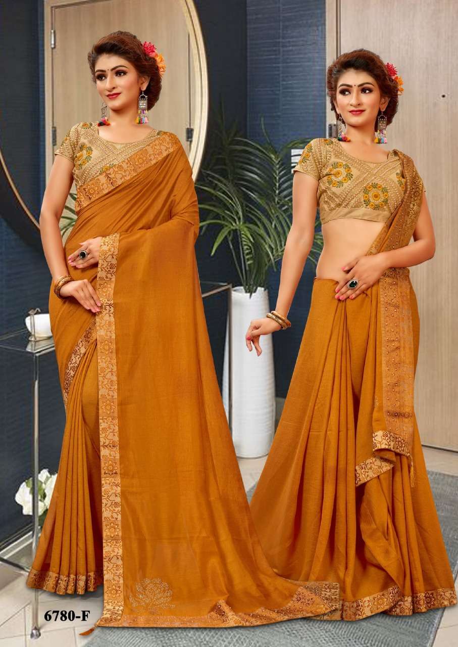 VANYA BY SITKA 6780-A TO 6780-G SERIES INDIAN TRADITIONAL WEAR COLLECTION BEAUTIFUL STYLISH FANCY COLORFUL PARTY WEAR & OCCASIONAL VICHITRA SILK SAREE WITH HEAVY BORDER & WORK BLOUSE AT WHOLESALE PRICE