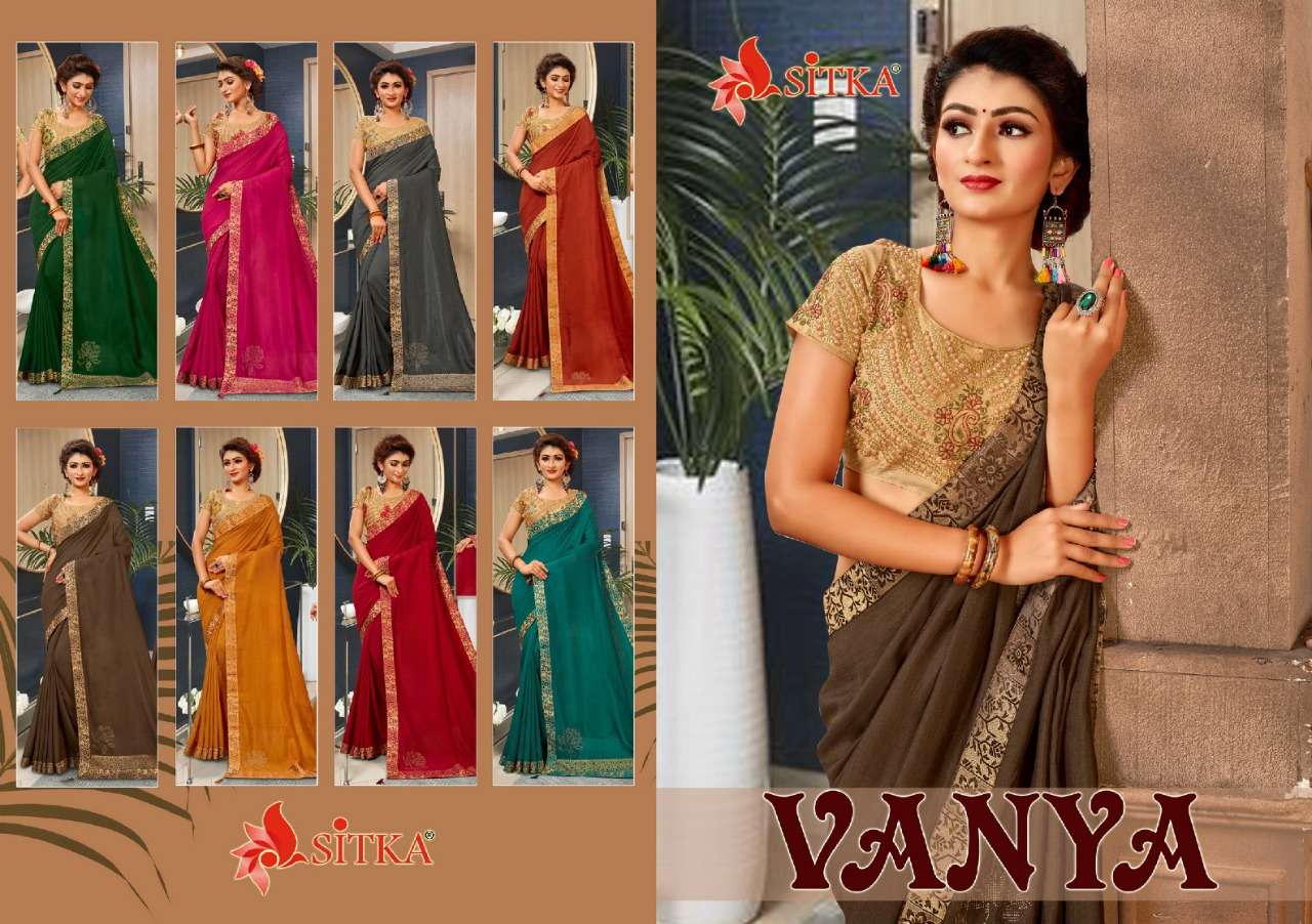 VANYA BY SITKA 6780-A TO 6780-G SERIES INDIAN TRADITIONAL WEAR COLLECTION BEAUTIFUL STYLISH FANCY COLORFUL PARTY WEAR & OCCASIONAL VICHITRA SILK SAREE WITH HEAVY BORDER & WORK BLOUSE AT WHOLESALE PRICE