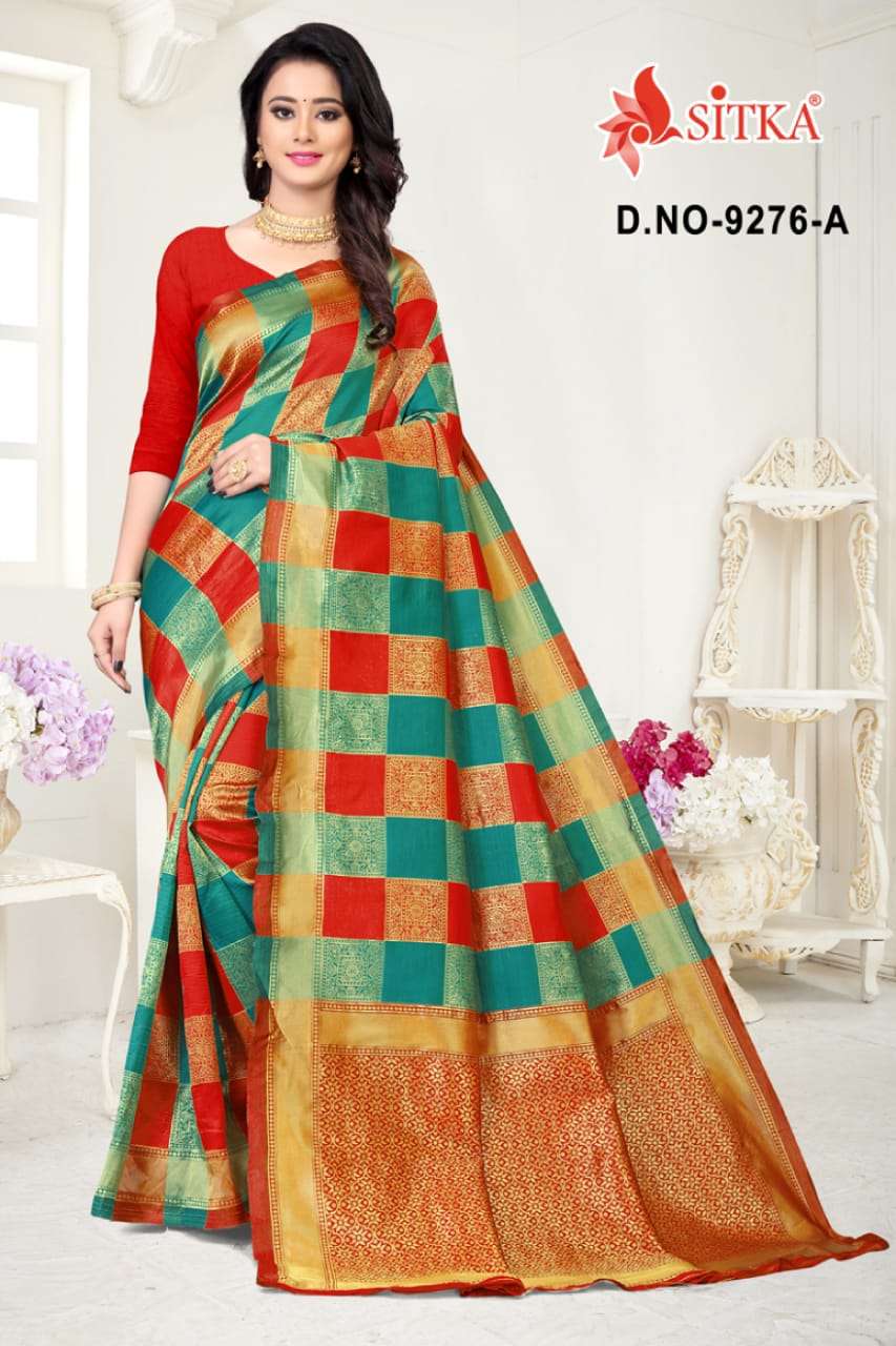 BHAGYALAXMI BY SITKA 9276-A to 9176-D SERIES INDIAN TRADITIONAL WEAR COLLECTION BEAUTIFUL STYLISH FANCY COLORFUL PARTY WEAR & OCCASIONAL WEAR PURE HANDLOOM COTTON SILK SAREES AT WHOLESALE PRICE