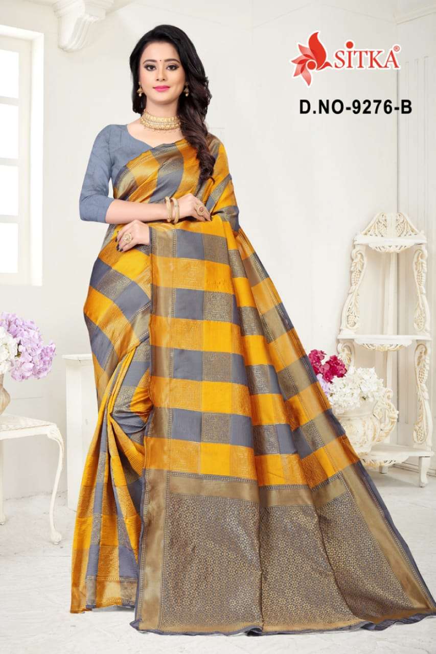 BHAGYALAXMI BY SITKA 9276-A to 9176-D SERIES INDIAN TRADITIONAL WEAR COLLECTION BEAUTIFUL STYLISH FANCY COLORFUL PARTY WEAR & OCCASIONAL WEAR PURE HANDLOOM COTTON SILK SAREES AT WHOLESALE PRICE