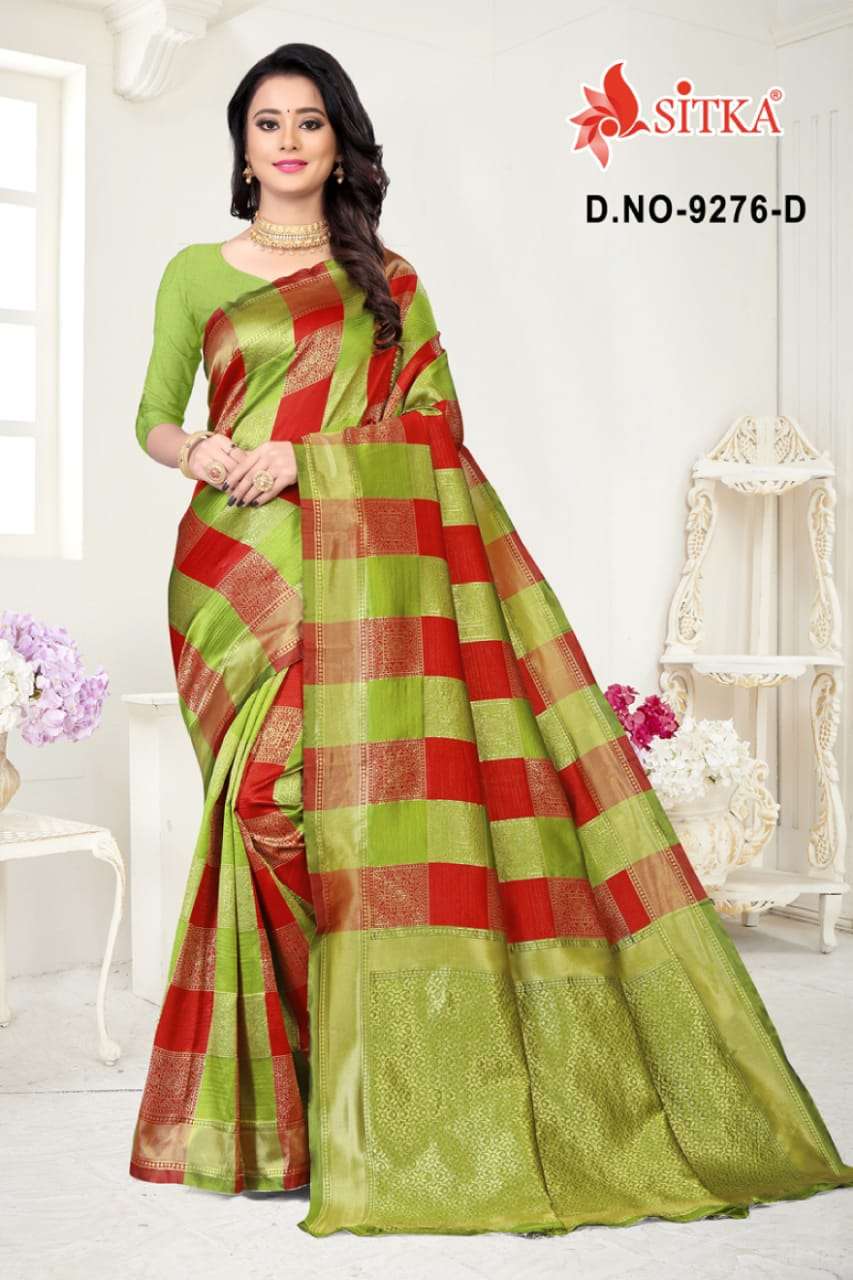 BHAGYALAXMI BY SITKA 9276-A to 9176-D SERIES INDIAN TRADITIONAL WEAR COLLECTION BEAUTIFUL STYLISH FANCY COLORFUL PARTY WEAR & OCCASIONAL WEAR PURE HANDLOOM COTTON SILK SAREES AT WHOLESALE PRICE