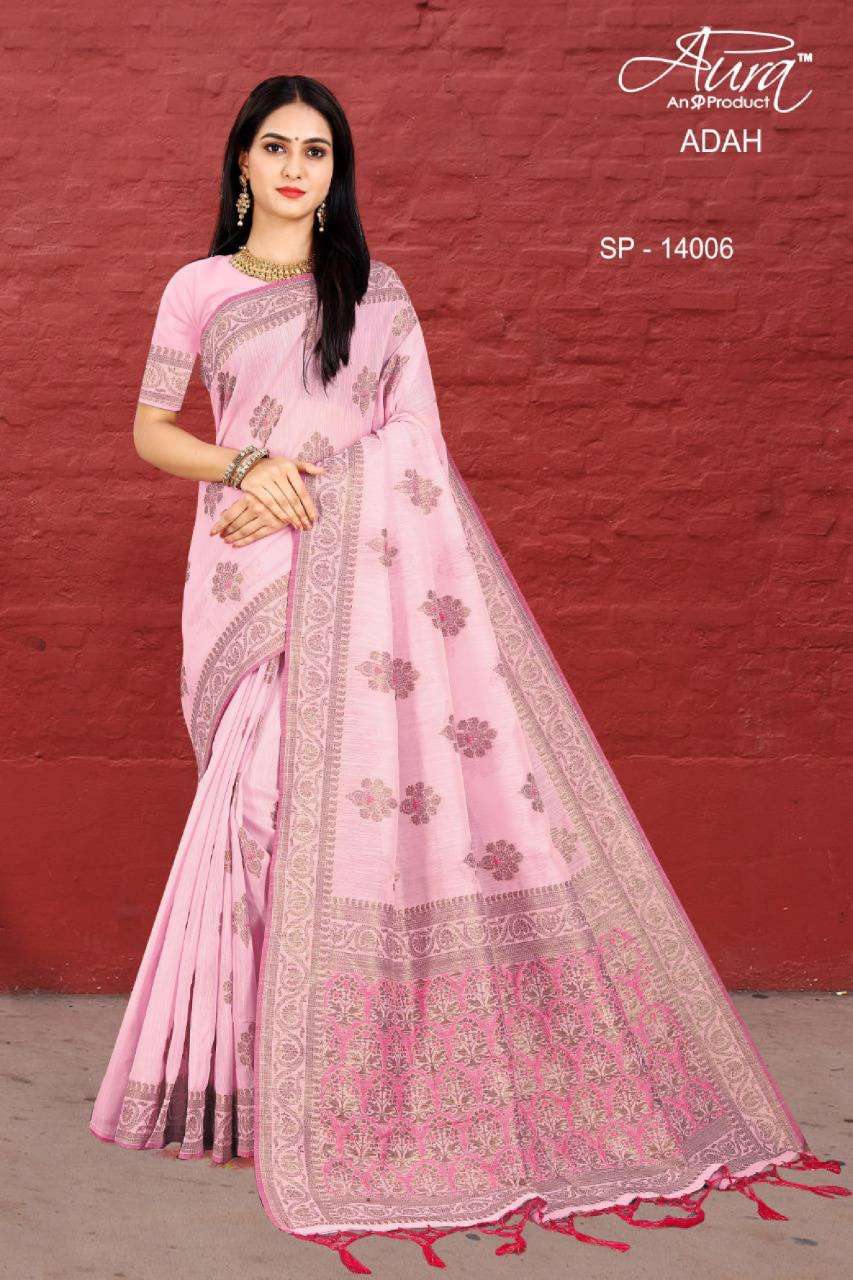 ADAH BY AURA 14001 TO 14007 SERIES INDIAN TRADITIONAL WEAR COLLECTION BEAUTIFUL STYLISH FANCY COLORFUL PARTY WEAR & OCCASIONAL WEAR KICHA SILK SAREES AT WHOLESALE PRICE