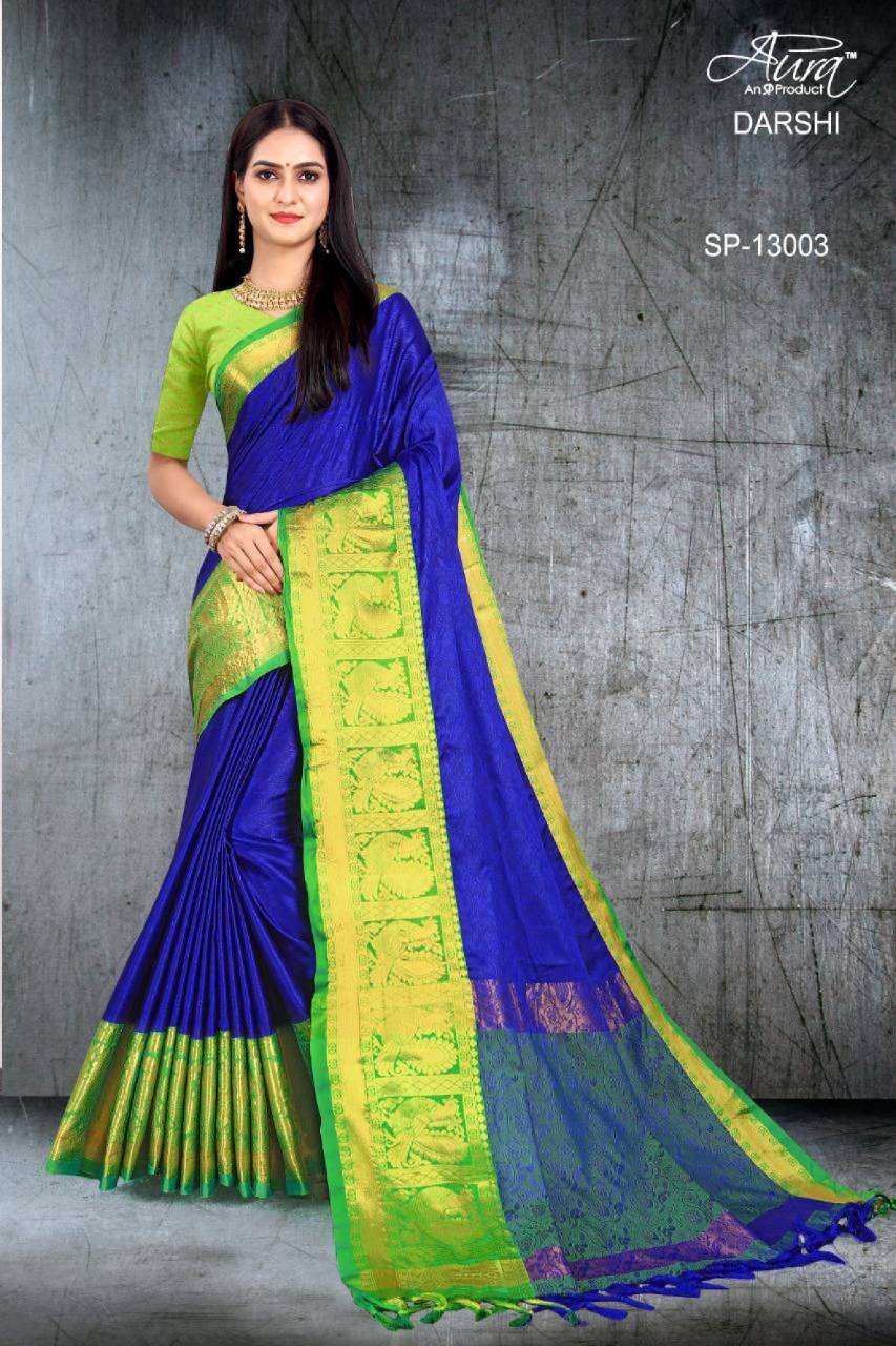 DARSHI BY AURA 13001 TO 13011 SERIES INDIAN TRADITIONAL WEAR COLLECTION BEAUTIFUL STYLISH FANCY COLORFUL PARTY WEAR & OCCASIONAL WEAR SILK SAREES AT WHOLESALE PRICE