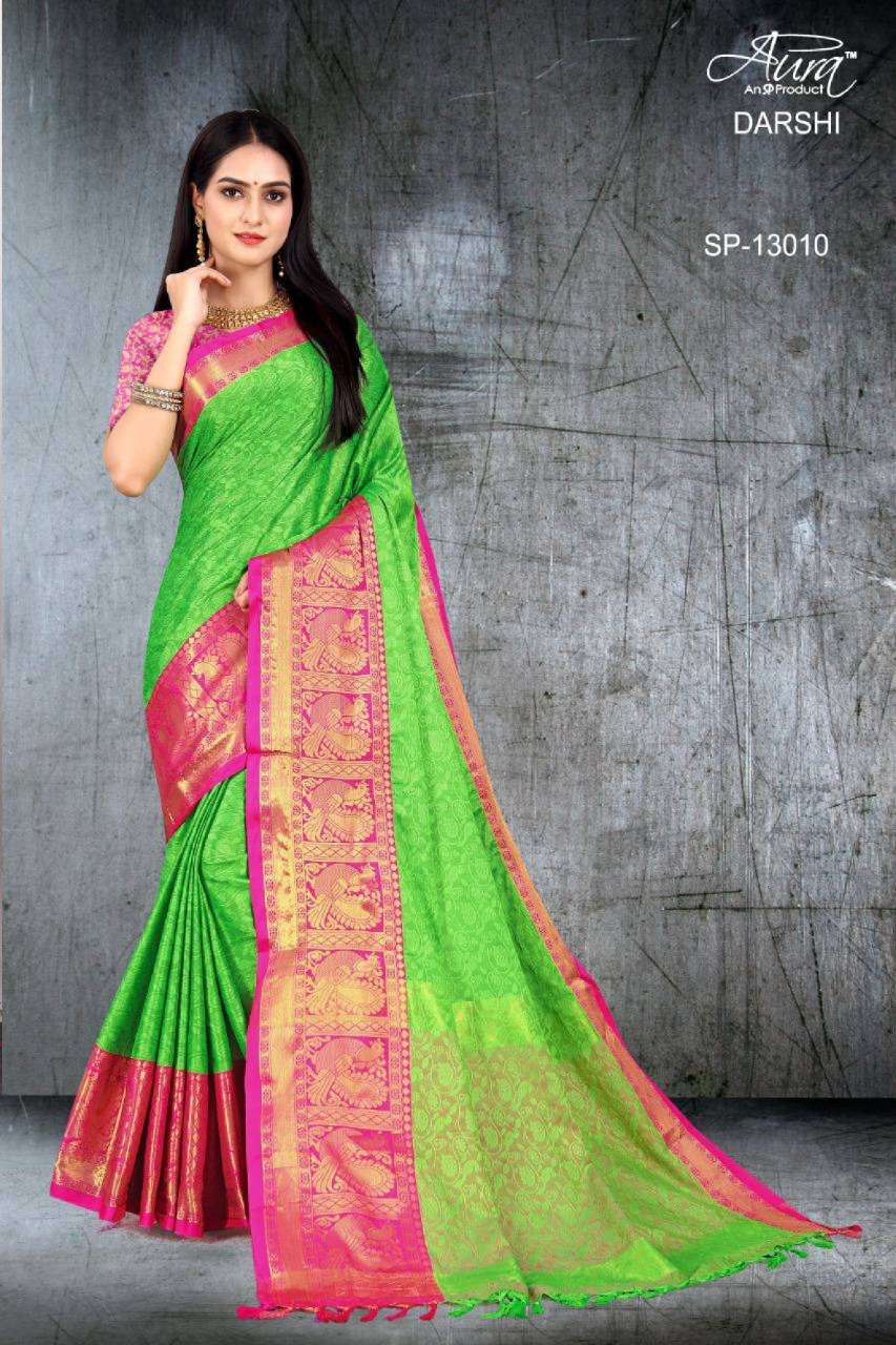 DARSHI BY AURA 13001 TO 13011 SERIES INDIAN TRADITIONAL WEAR COLLECTION BEAUTIFUL STYLISH FANCY COLORFUL PARTY WEAR & OCCASIONAL WEAR SILK SAREES AT WHOLESALE PRICE