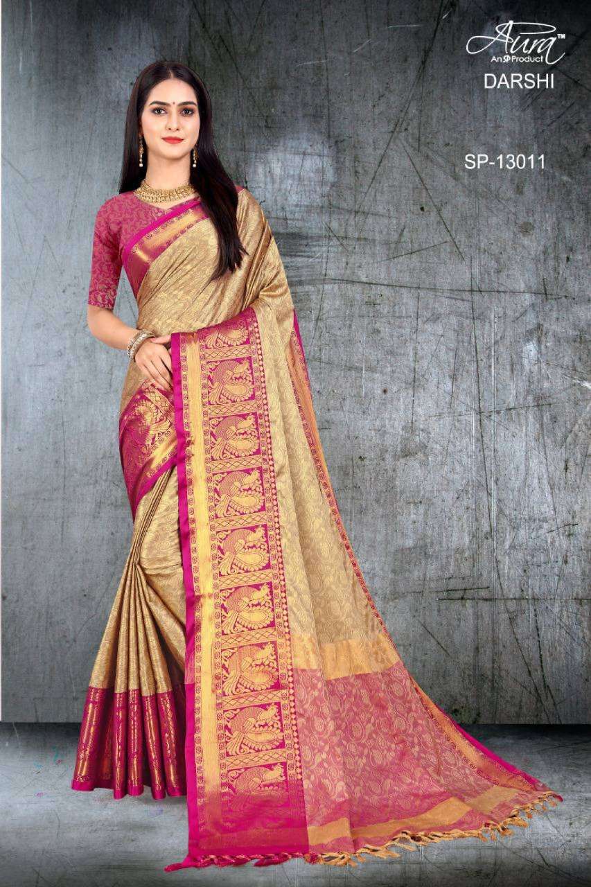 DARSHI BY AURA 13001 TO 13011 SERIES INDIAN TRADITIONAL WEAR COLLECTION BEAUTIFUL STYLISH FANCY COLORFUL PARTY WEAR & OCCASIONAL WEAR SILK SAREES AT WHOLESALE PRICE