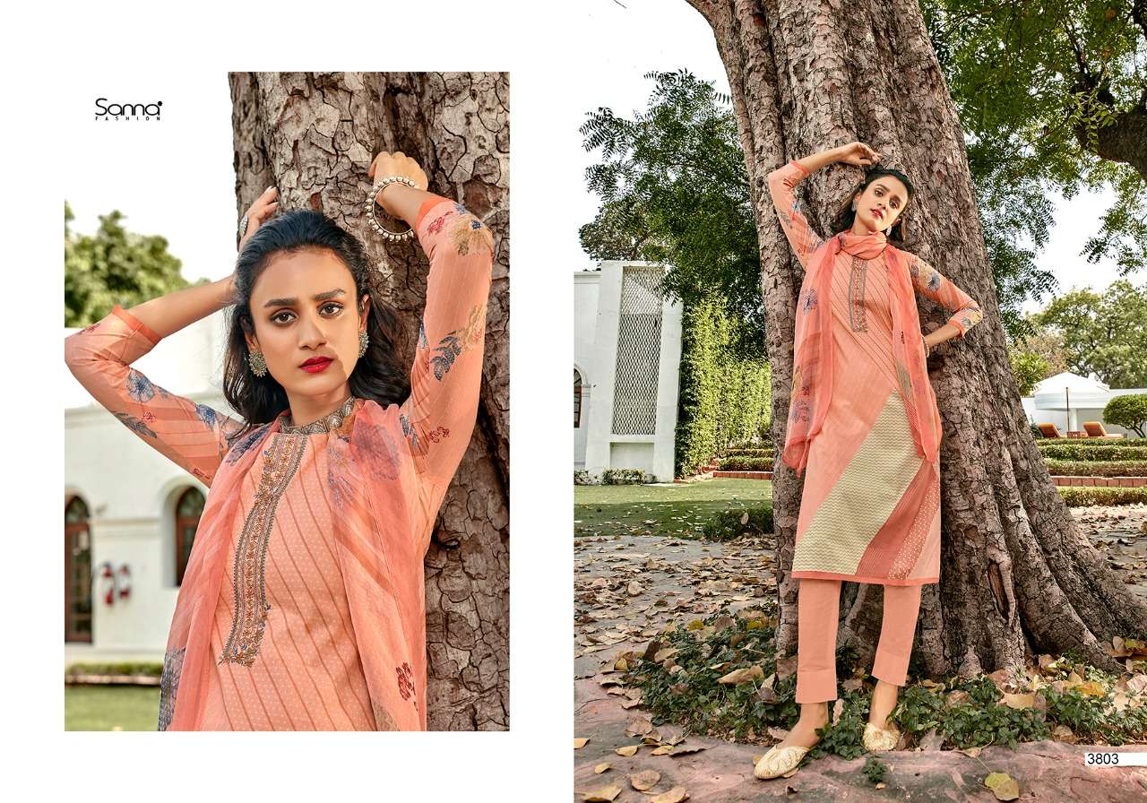 AKSHA BY SANNA FASHION 3801 TO 3810 SERIES BEAUTIFUL SUITS COLORFUL STYLISH FANCY CASUAL WEAR & ETHNIC WEAR PURE COTTON LAWN DIGITAL PRINT WITH FANCY WORK DRESSES AT WHOLESALE PRICE