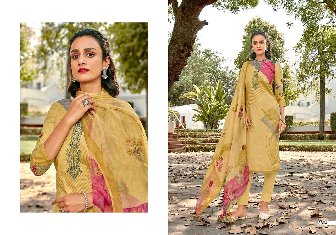 AKSHA BY SANNA FASHION 3801 TO 3810 SERIES BEAUTIFUL SUITS COLORFUL STYLISH FANCY CASUAL WEAR & ETHNIC WEAR PURE COTTON LAWN DIGITAL PRINT WITH FANCY WORK DRESSES AT WHOLESALE PRICE