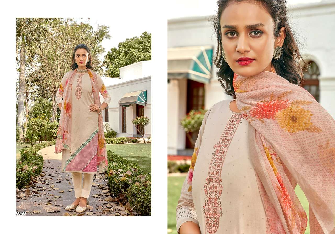 AKSHA BY SANNA FASHION 3801 TO 3810 SERIES BEAUTIFUL SUITS COLORFUL STYLISH FANCY CASUAL WEAR & ETHNIC WEAR PURE COTTON LAWN DIGITAL PRINT WITH FANCY WORK DRESSES AT WHOLESALE PRICE