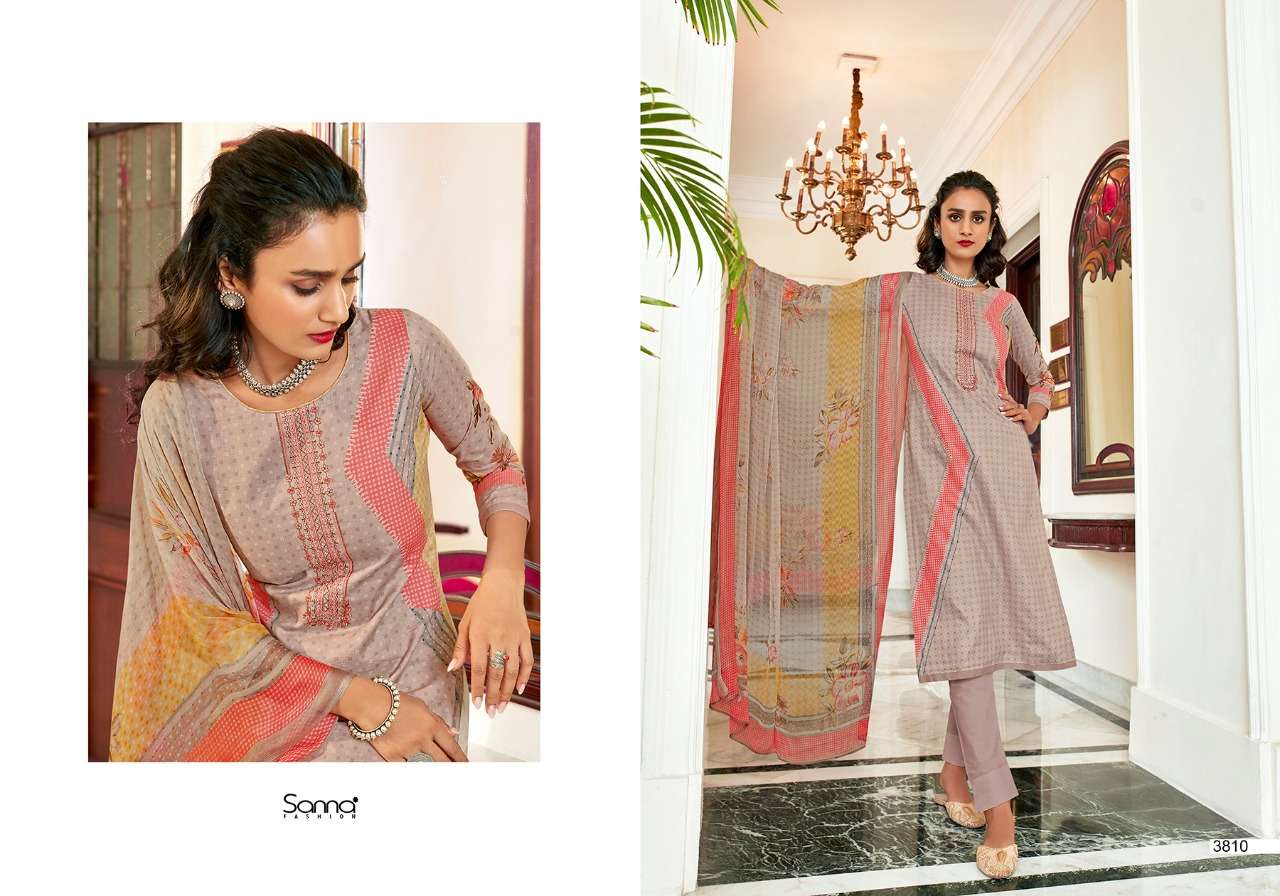AKSHA BY SANNA FASHION 3801 TO 3810 SERIES BEAUTIFUL SUITS COLORFUL STYLISH FANCY CASUAL WEAR & ETHNIC WEAR PURE COTTON LAWN DIGITAL PRINT WITH FANCY WORK DRESSES AT WHOLESALE PRICE