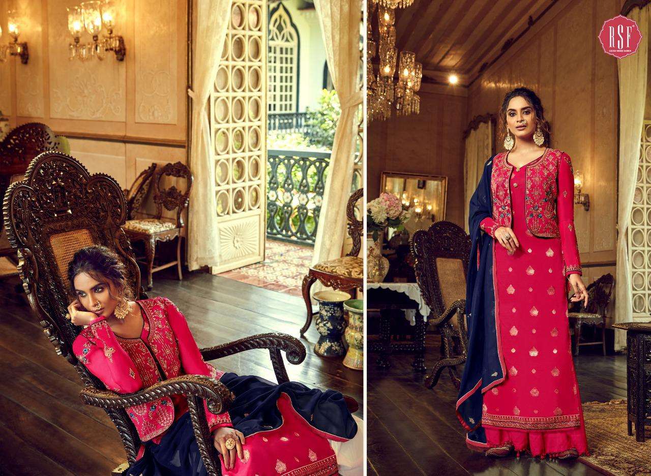 TAANI BY RIDDHI SIDDHI FASHION 18501 TO 18506 SERIES BEAUTIFUL STYLISH SHARARA SUITS FANCY COLORFUL CASUAL WEAR & ETHNIC WEAR & READY TO WEAR PURE SILK JACQUARD EMBROIDERED DRESSES AT WHOLESALE PRICE