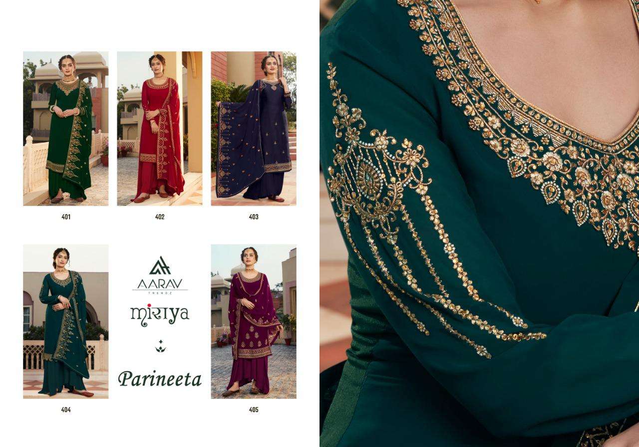 PARINEETA BY AARAV TRENDZ 401 TO 4005 SERIES BEAUTIFUL FANCY COLORFUL STYLISH WEDDING WEAR COLLECTION PARTY WEAR & OCCASIONAL WEAR GEORGETTE EMBROIDERY WORK DRESSES AT WHOLESALE PRICE