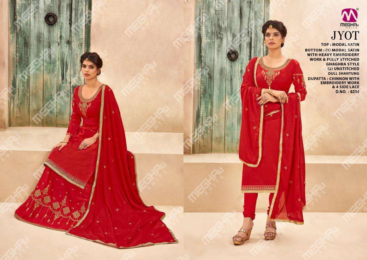 JYOT BY MEGHALI 6333 TO 6336 SERIES BEAUTIFUL SUITS COLORFUL STYLISH FANCY CASUAL WEAR & ETHNIC WEAR GEORGETTE EMBROIDERED DRESSES AT WHOLESALE PRICE