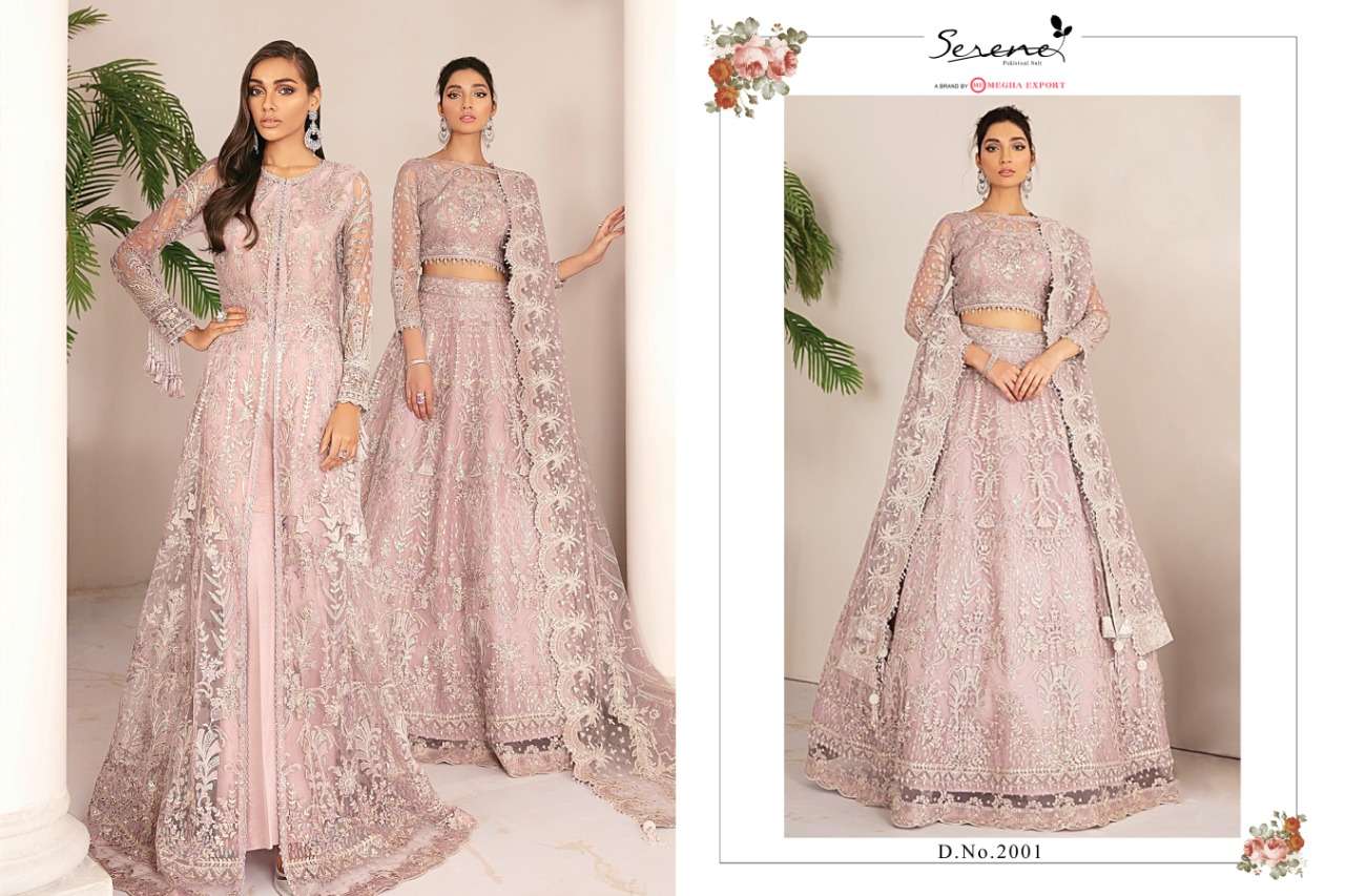 CHANTELLE BY MEGHA EXPORT 2001 TO 2003 SERIES DESIGNER PAKISTANI SUITS COLLECTION BEAUTIFUL STYLISH FANCY COLORFUL PARTY WEAR & OCCASIONAL WEAR HEAVY COTTON BUTTERFLY NET HEAVY EMBROIDERED DRESSES AT WHOLESALE PRICE