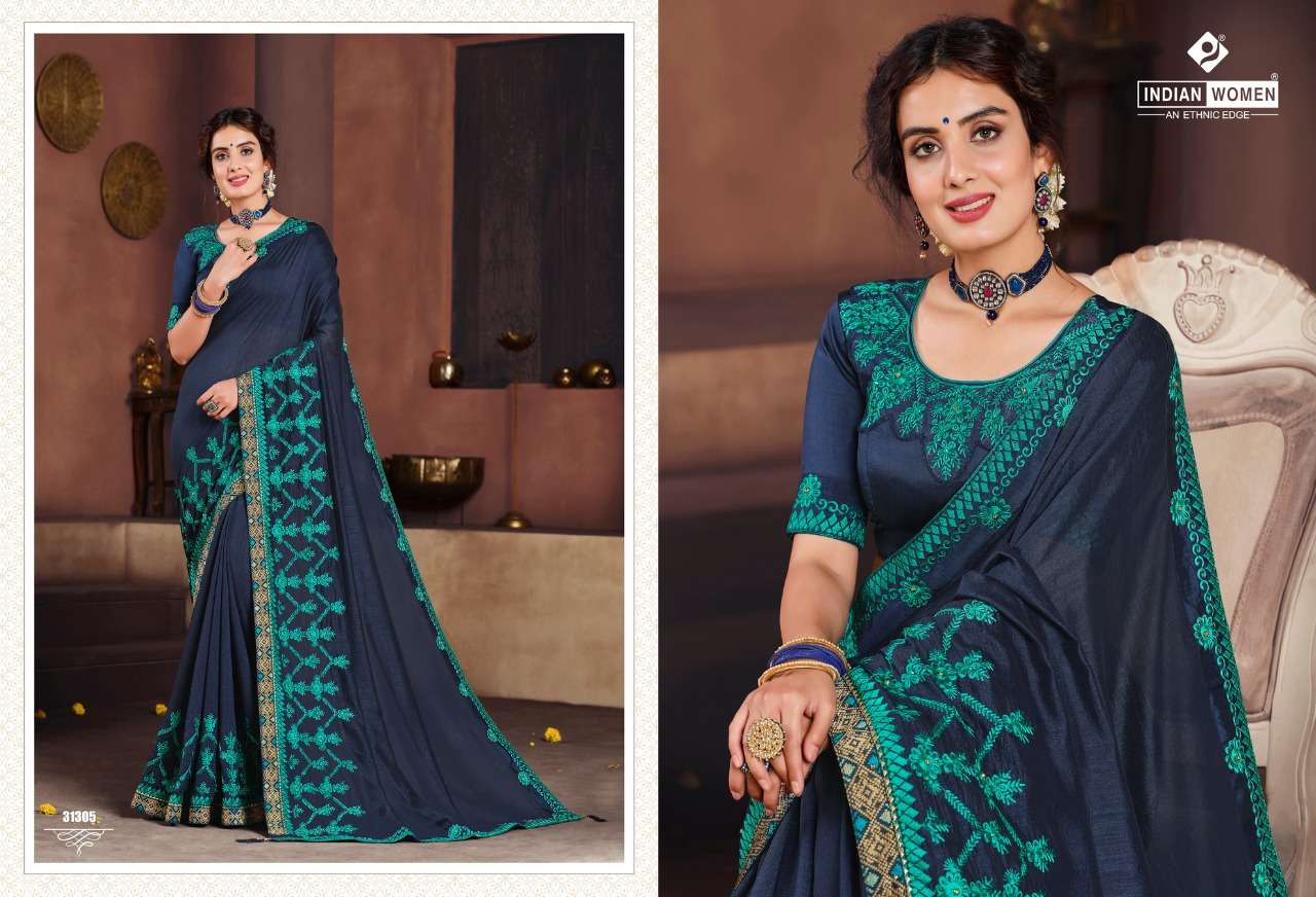 ORANGE VOL-15 BY INDIAN WOMEN 31302 TO 31313 SERIES INDIAN TRADITIONAL WEAR COLLECTION BEAUTIFUL STYLISH FANCY COLORFUL PARTY WEAR & OCCASIONAL WEAR TWO TONE SILK EMBROIDERED SAREES AT WHOLESALE PRICE