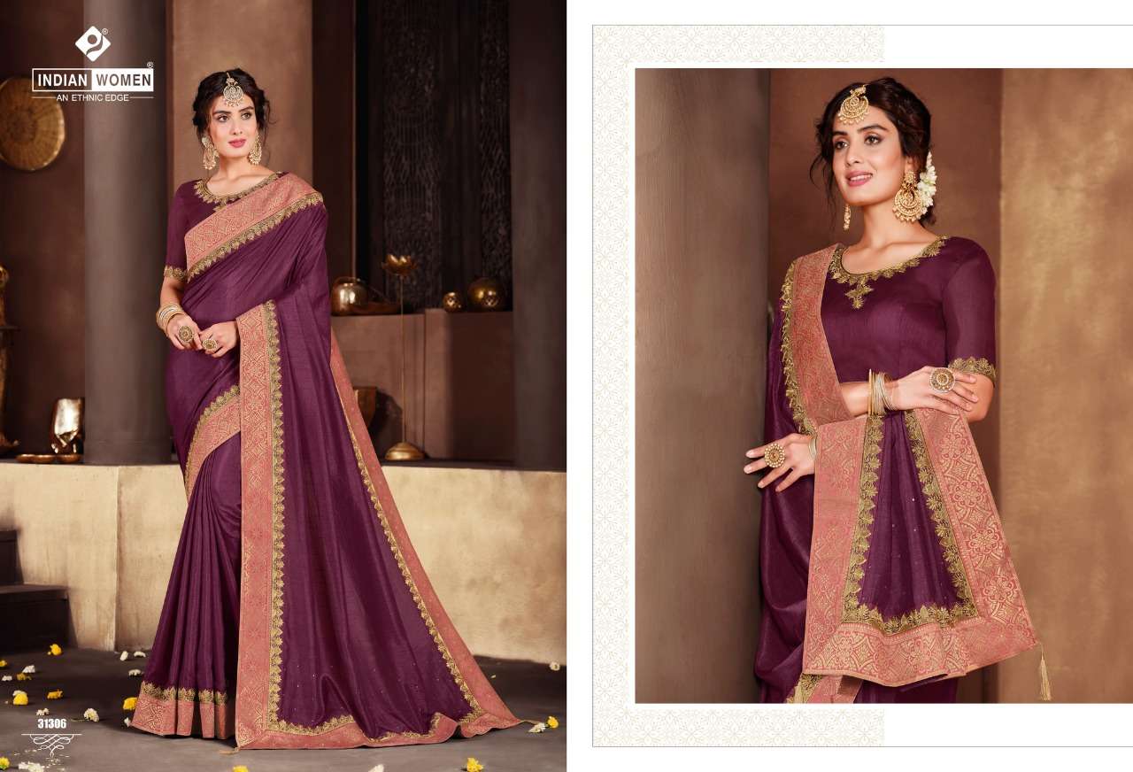ORANGE VOL-15 BY INDIAN WOMEN 31302 TO 31313 SERIES INDIAN TRADITIONAL WEAR COLLECTION BEAUTIFUL STYLISH FANCY COLORFUL PARTY WEAR & OCCASIONAL WEAR TWO TONE SILK EMBROIDERED SAREES AT WHOLESALE PRICE