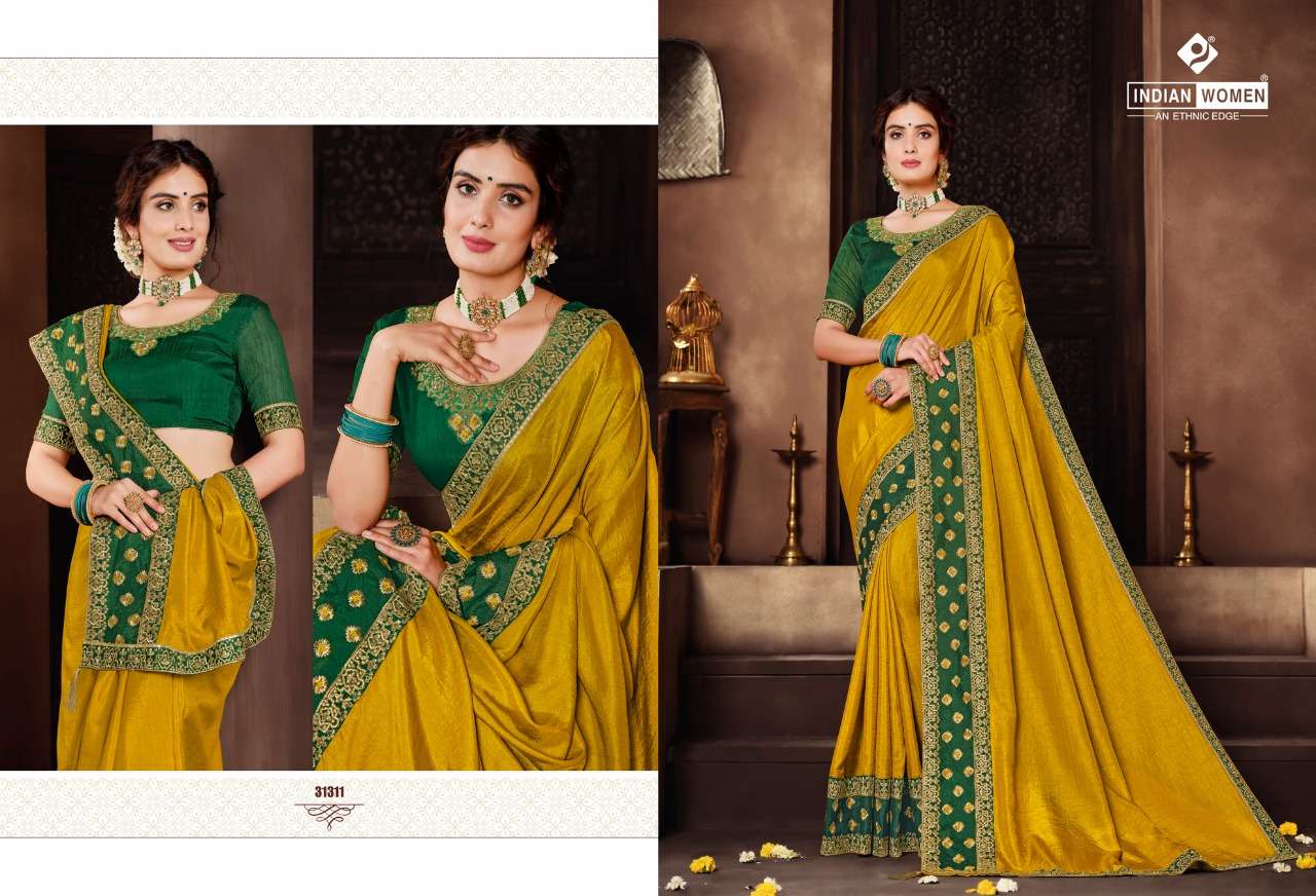 ORANGE VOL-15 BY INDIAN WOMEN 31302 TO 31313 SERIES INDIAN TRADITIONAL WEAR COLLECTION BEAUTIFUL STYLISH FANCY COLORFUL PARTY WEAR & OCCASIONAL WEAR TWO TONE SILK EMBROIDERED SAREES AT WHOLESALE PRICE