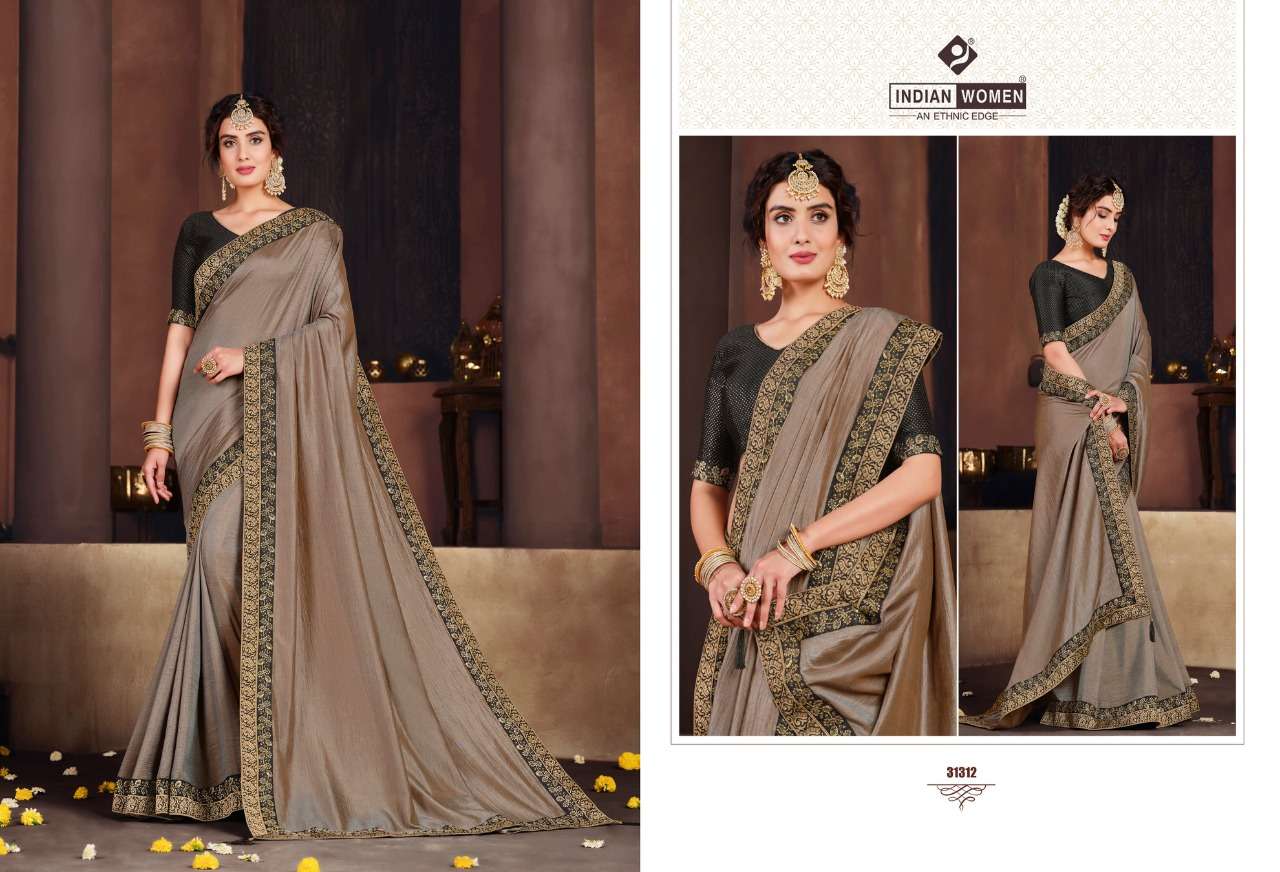 ORANGE VOL-15 BY INDIAN WOMEN 31302 TO 31313 SERIES INDIAN TRADITIONAL WEAR COLLECTION BEAUTIFUL STYLISH FANCY COLORFUL PARTY WEAR & OCCASIONAL WEAR TWO TONE SILK EMBROIDERED SAREES AT WHOLESALE PRICE