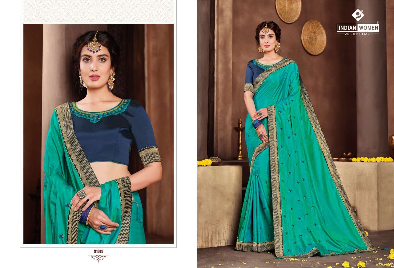 ORANGE VOL-15 BY INDIAN WOMEN 31302 TO 31313 SERIES INDIAN TRADITIONAL WEAR COLLECTION BEAUTIFUL STYLISH FANCY COLORFUL PARTY WEAR & OCCASIONAL WEAR TWO TONE SILK EMBROIDERED SAREES AT WHOLESALE PRICE