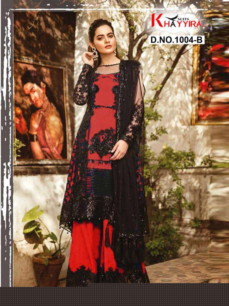 IMROZIA COLOURS BY KHAYYIRA 1004 TO 1004-B SERIES PAKISTANI SUITS BEAUTIFUL FANCY COLORFUL STYLISH PARTY WEAR & OCCASIONAL WEAR BUTTERFLY NET WITH EMBROIDERY DRESSES AT WHOLESALE PRICE