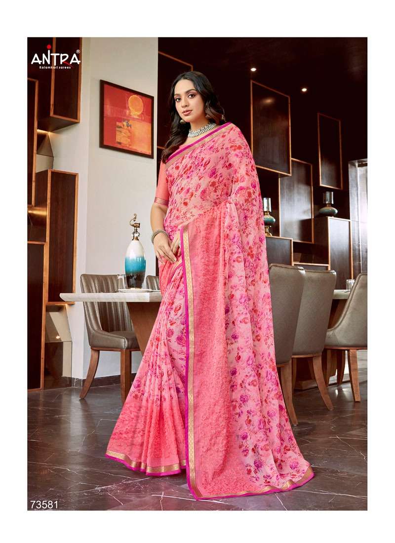 NAJRANA VOL-2 BY ANTRA 73581 TO 73590 SERIES INDIAN TRADITIONAL WEAR COLLECTION BEAUTIFUL STYLISH FANCY COLORFUL PARTY WEAR & OCCASIONAL WEAR CHIFFON PRINTED SAREES AT WHOLESALE PRICE