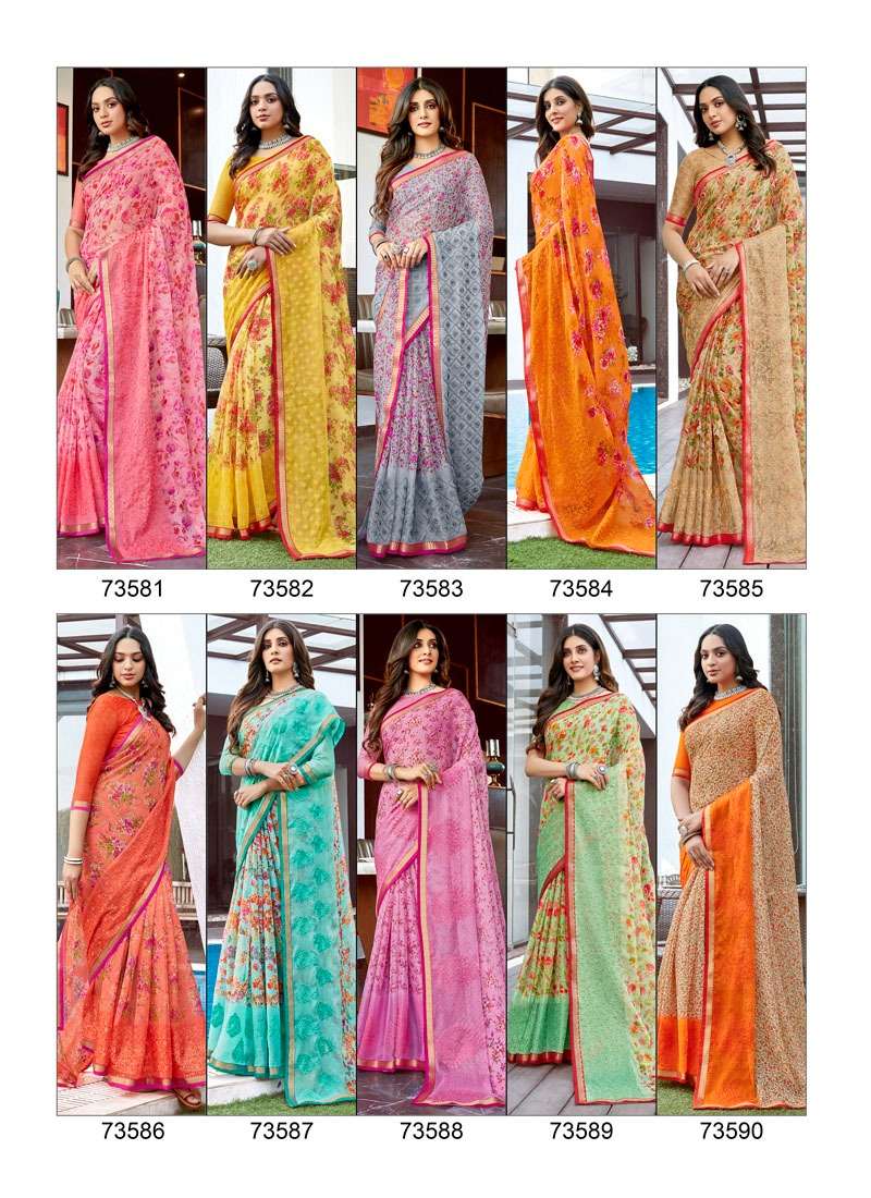NAJRANA VOL-2 BY ANTRA 73581 TO 73590 SERIES INDIAN TRADITIONAL WEAR COLLECTION BEAUTIFUL STYLISH FANCY COLORFUL PARTY WEAR & OCCASIONAL WEAR CHIFFON PRINTED SAREES AT WHOLESALE PRICE
