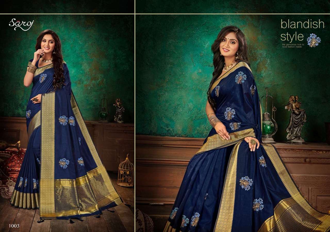 ASHWAGANDHA BY SAROJ 1001 TO 1006 SERIES INDIAN TRADITIONAL WEAR COLLECTION BEAUTIFUL STYLISH FANCY COLORFUL PARTY WEAR & OCCASIONAL WEAR VICHITRA SILK SAREES AT WHOLESALE PRICE