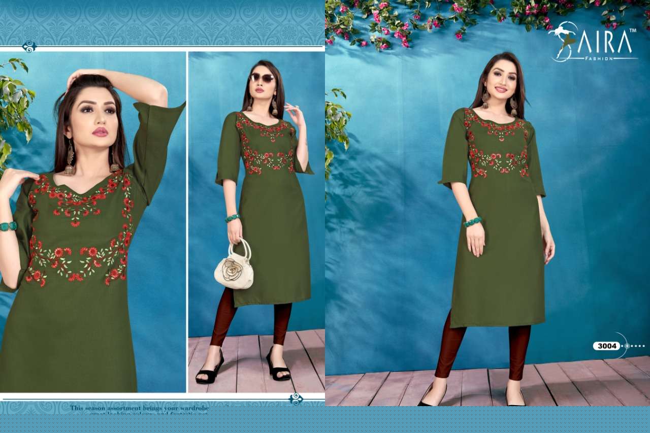 SUNEHRI VOL-3 BY SAIRA FASHION 3001 TO 3006 SERIES BEAUTIFUL COLORFUL STYLISH FANCY PARTY WEAR & ETHNIC WEAR & READY TO WEAR HEAVY RUBY SLUB COTTON KURTIS AT WHOLESALE PRICE