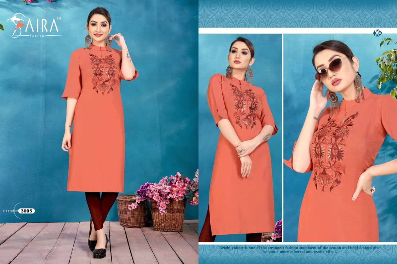 SUNEHRI VOL-3 BY SAIRA FASHION 3001 TO 3006 SERIES BEAUTIFUL COLORFUL STYLISH FANCY PARTY WEAR & ETHNIC WEAR & READY TO WEAR HEAVY RUBY SLUB COTTON KURTIS AT WHOLESALE PRICE