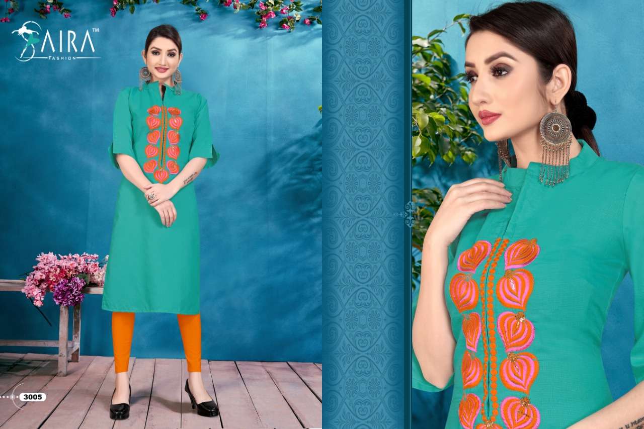 SUNEHRI VOL-3 BY SAIRA FASHION 3001 TO 3006 SERIES BEAUTIFUL COLORFUL STYLISH FANCY PARTY WEAR & ETHNIC WEAR & READY TO WEAR HEAVY RUBY SLUB COTTON KURTIS AT WHOLESALE PRICE