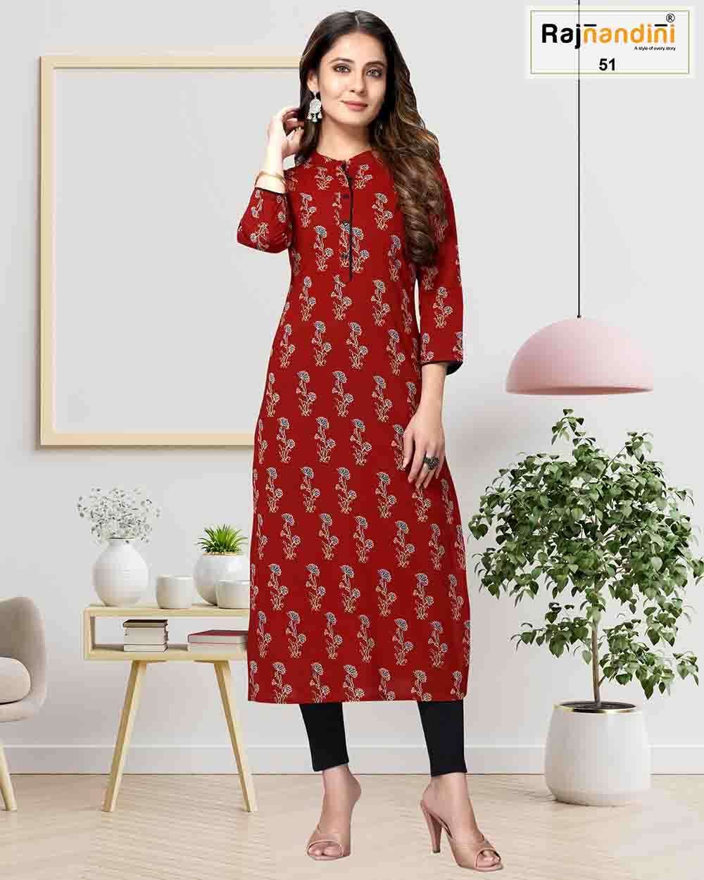 RAJNANDINI VOL-7 BY RAJNANDINI DESIGNER STYLISH FANCY COLORFUL BEAUTIFUL PARTY WEAR & ETHNIC WEAR COLLECTION PURE COTTON JAIPURI PRINT KURTIS AT WHOLESALE PRICE