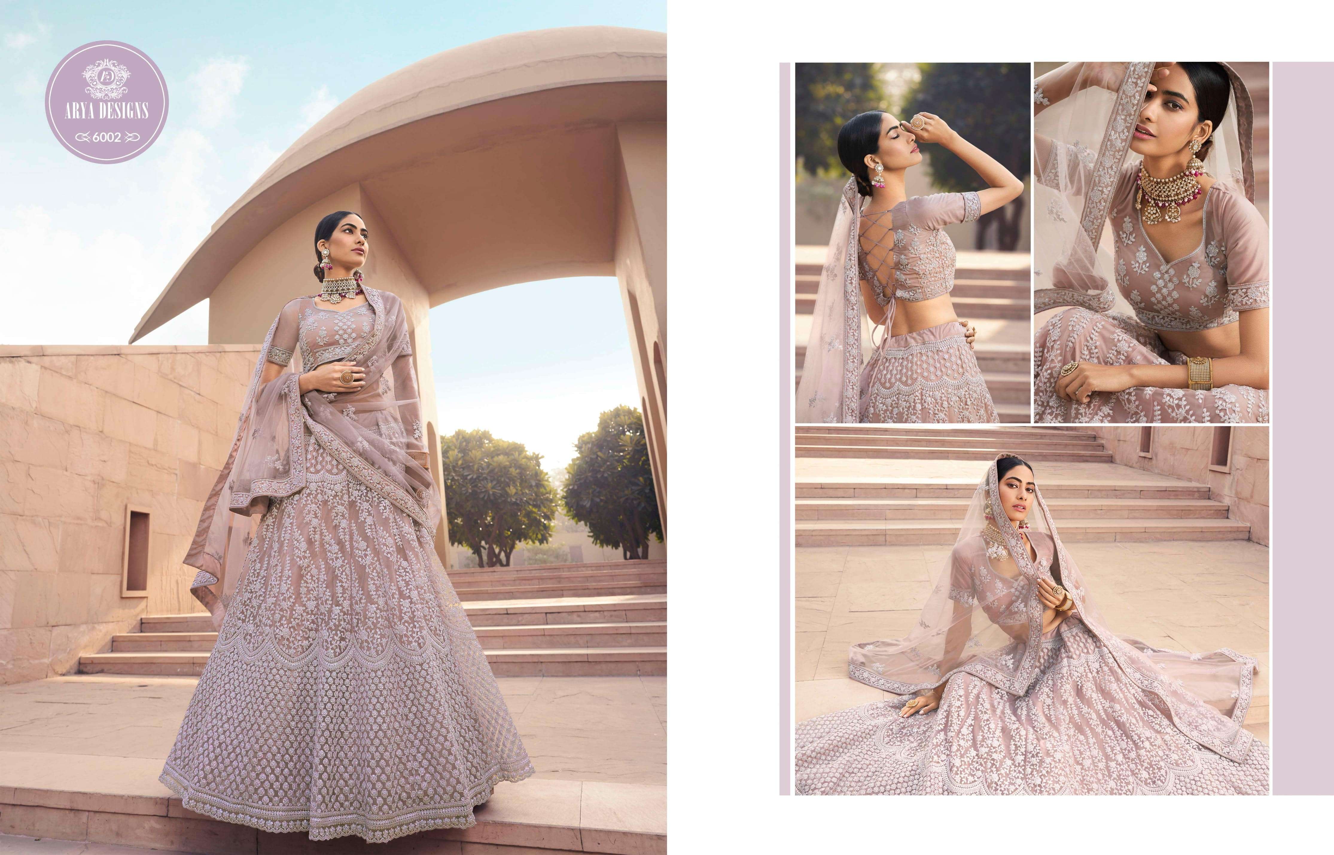 KHWAAB VOL-3 BY ARYA DESIGNS 6001 TO 6006 SERIES BEAUTIFUL COLORFUL FANCY WEDDING COLLECTION OCCASIONAL WEAR & PARTY WEAR SOFT NET LEHENGAS AT WHOLESALE PRICE