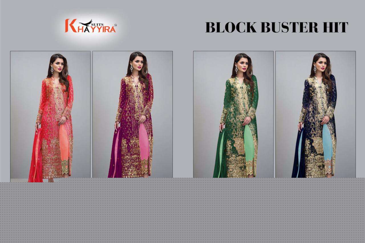 BLOCK BUSTER HITS BY KHAYYIRA 1053-F TO 1053-I SERIES BEAUTIFUL PAKISTANI SUITS COLORFUL STYLISH FANCY CASUAL WEAR & ETHNIC WEAR HEAVY GEORGETTE WITH EMBROIDERY DRESSES AT WHOLESALE PRICE