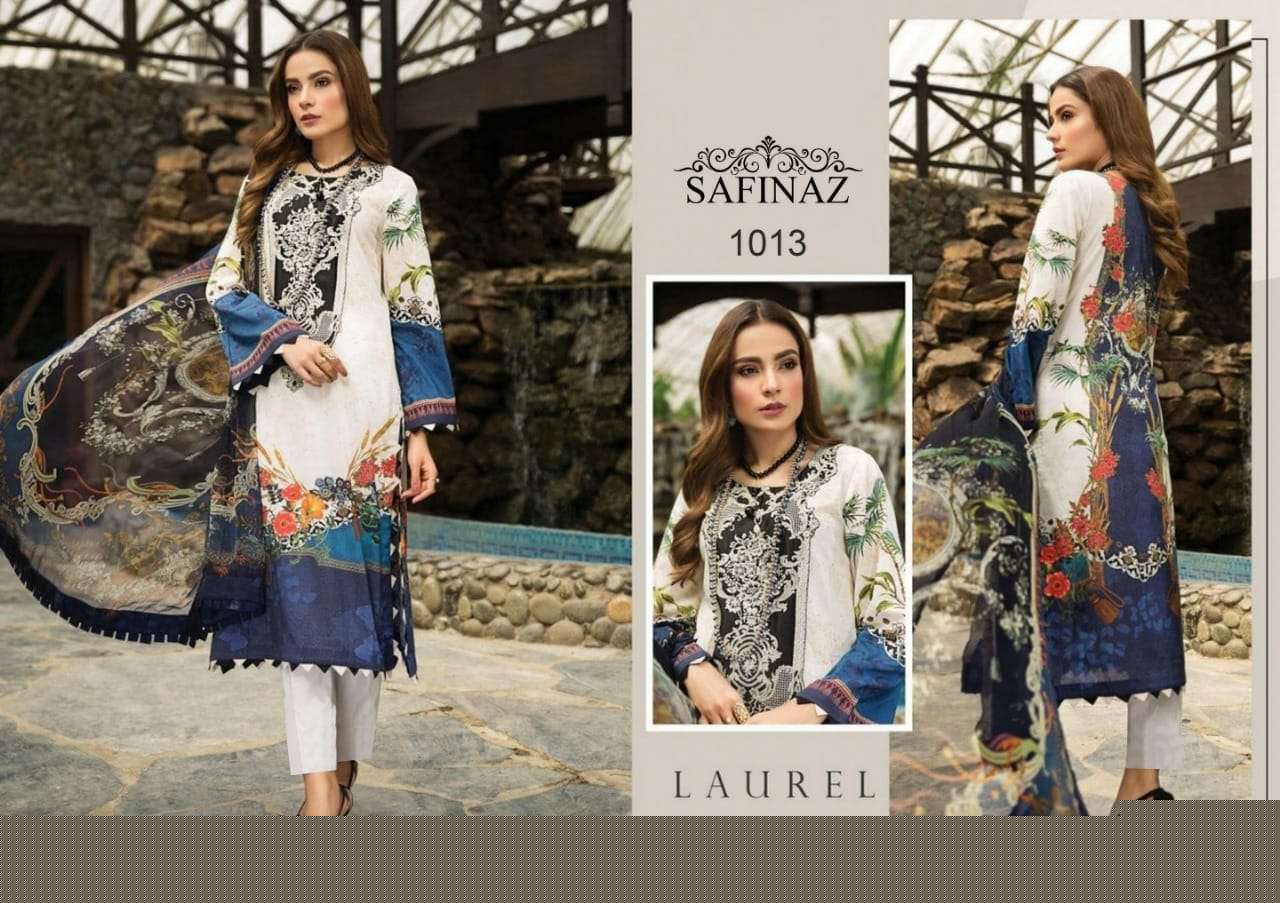 AFROZEH BY SAFINAZ 1013 TO 1018 SERIES BEAUTIFUL STYLISH PAKISATNI SUITS FANCY COLORFUL CASUAL WEAR & ETHNIC WEAR & READY TO WEAR PURE CAMBRIC COTTON WITH EMBROIDERY DRESSES AT WHOLESALE PRICE