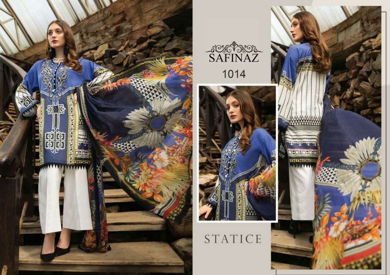 AFROZEH BY SAFINAZ 1013 TO 1018 SERIES BEAUTIFUL STYLISH PAKISATNI SUITS FANCY COLORFUL CASUAL WEAR & ETHNIC WEAR & READY TO WEAR PURE CAMBRIC COTTON WITH EMBROIDERY DRESSES AT WHOLESALE PRICE