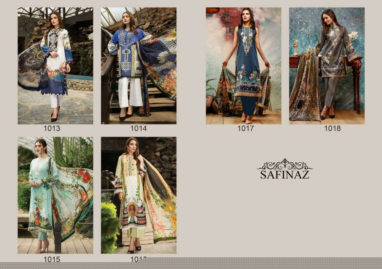 AFROZEH BY SAFINAZ 1013 TO 1018 SERIES BEAUTIFUL STYLISH PAKISATNI SUITS FANCY COLORFUL CASUAL WEAR & ETHNIC WEAR & READY TO WEAR PURE CAMBRIC COTTON WITH EMBROIDERY DRESSES AT WHOLESALE PRICE
